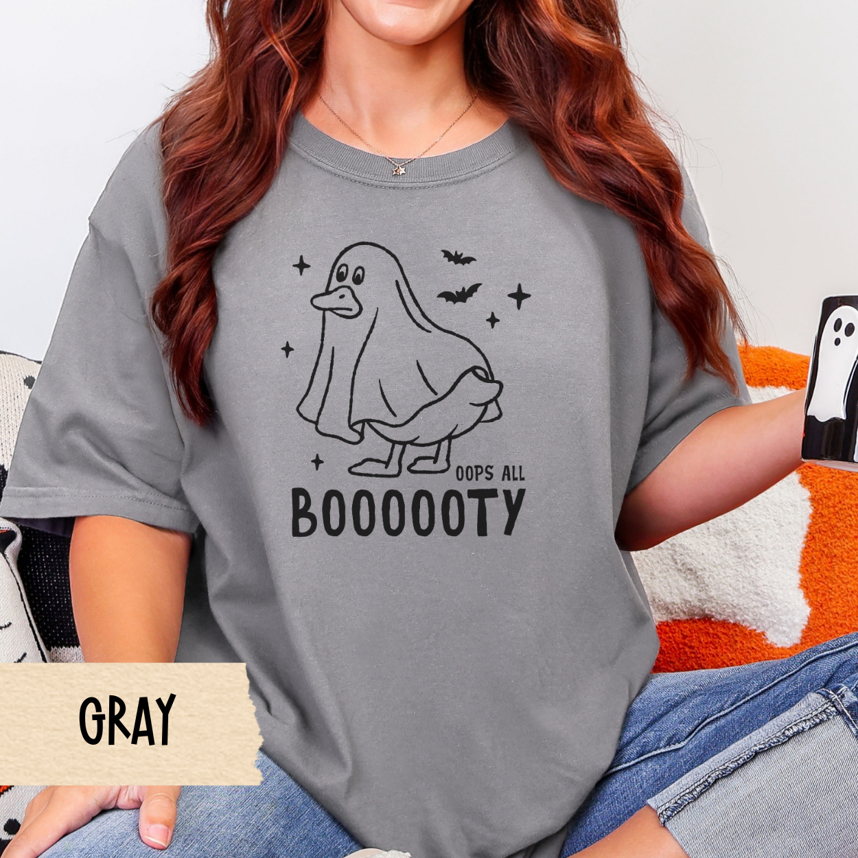 Halloween Shirt, Oops All Booooty, Funny Ghost Duck Tee, Comfort Colors 1717 Fall Shirt, Spooky Cute Graphic, Duck Butt Pun Shirt