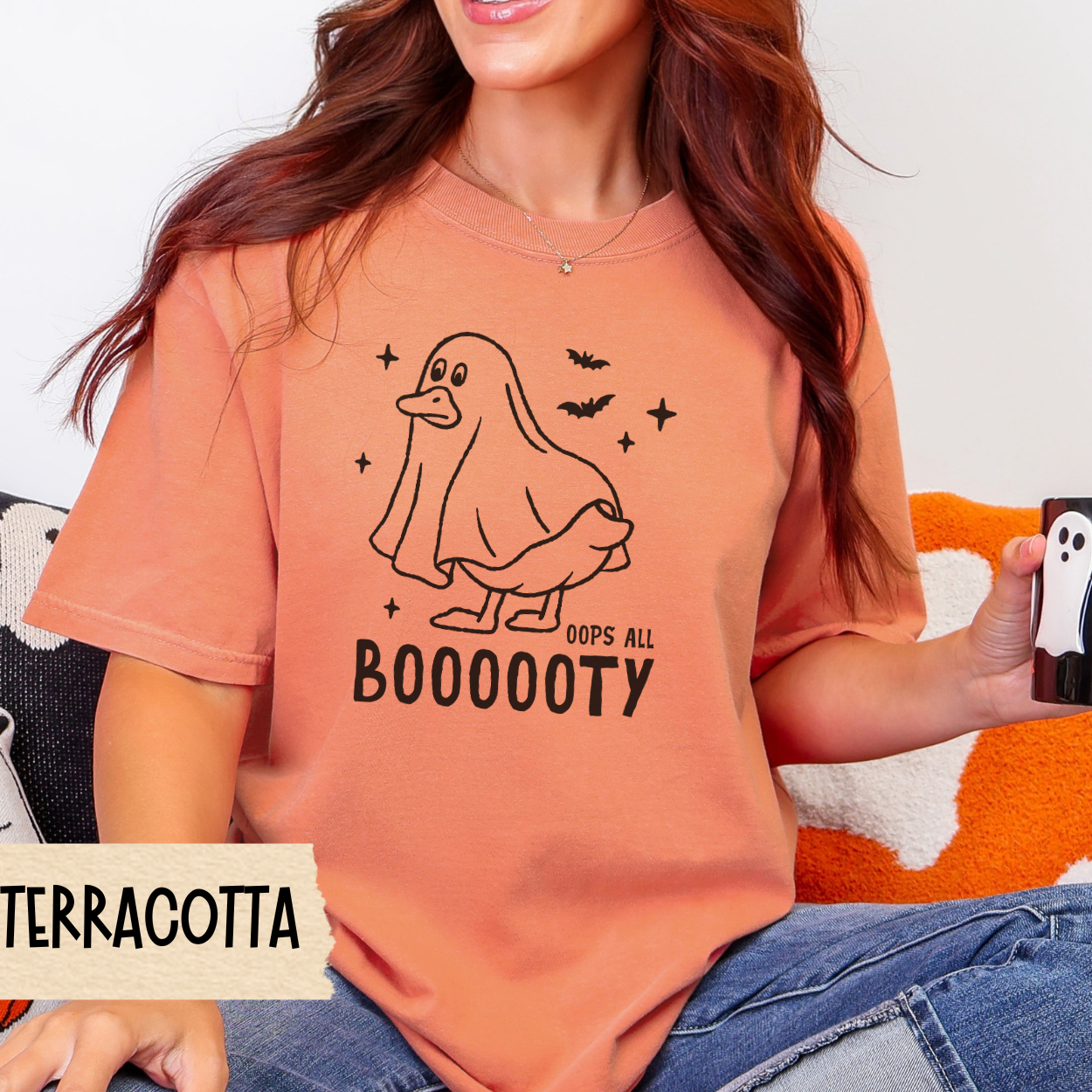 Halloween Shirt, Oops All Booooty, Funny Ghost Duck Tee, Comfort Colors 1717 Fall Shirt, Spooky Cute Graphic, Duck Butt Pun Shirt