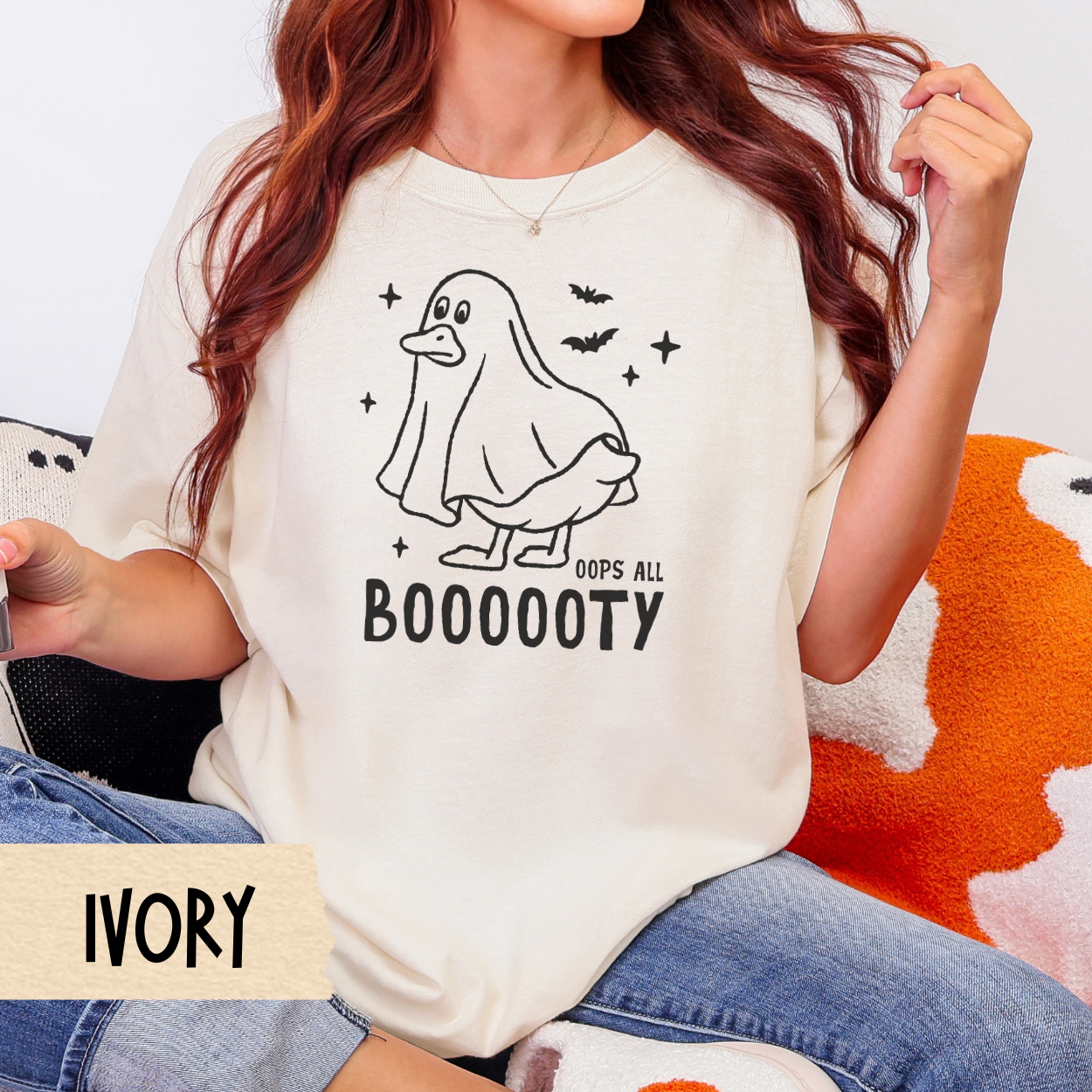 Halloween Shirt, Oops All Booooty, Funny Ghost Duck Tee, Comfort Colors 1717 Fall Shirt, Spooky Cute Graphic, Duck Butt Pun Shirt