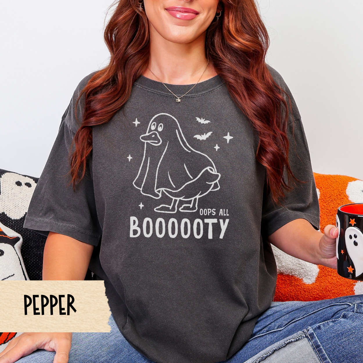 Halloween Shirt, Oops All Booooty, Funny Ghost Duck Tee, Comfort Colors 1717 Fall Shirt, Spooky Cute Graphic, Duck Butt Pun Shirt