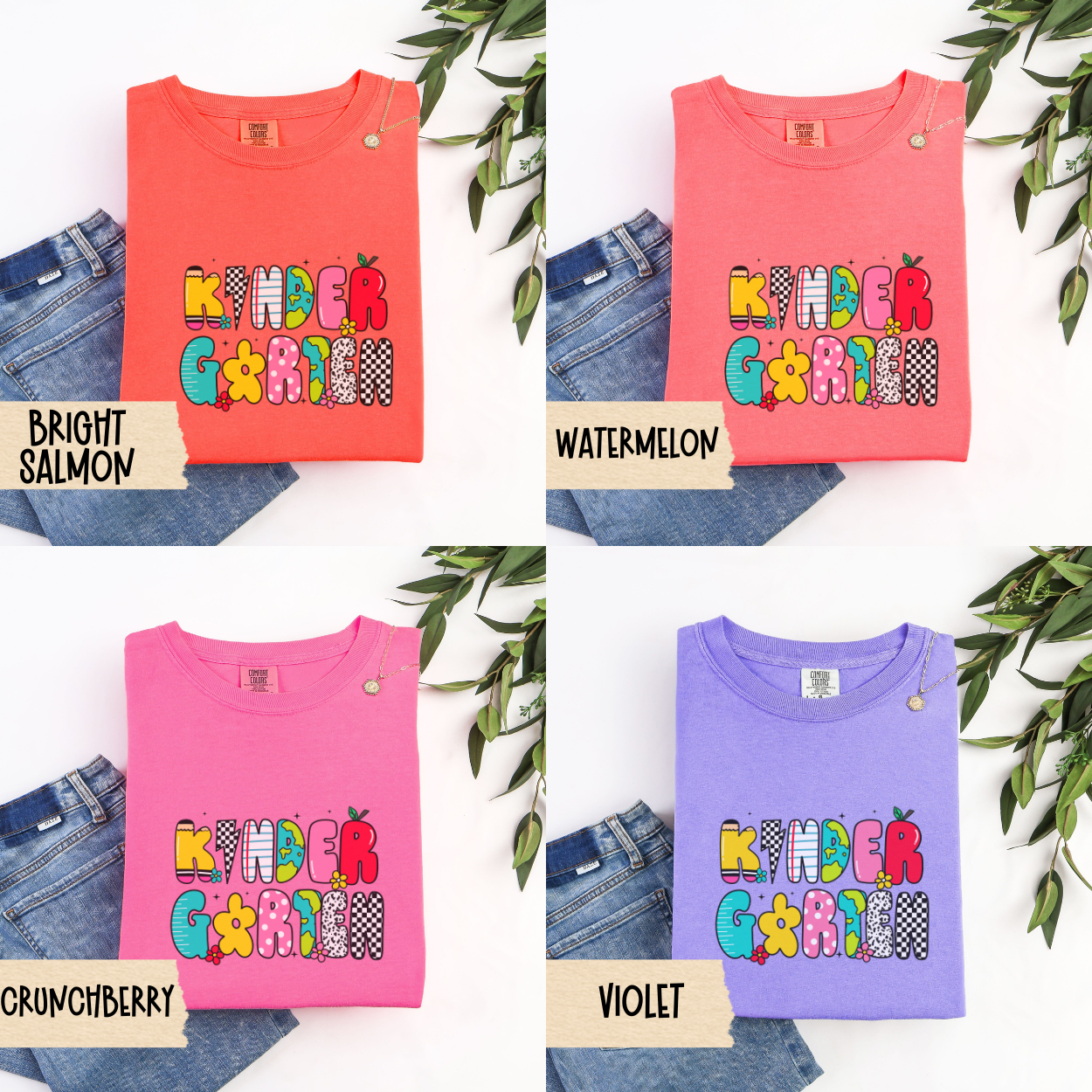 Retro Kindergarten Teacher Shirt, Comfort Colors Tee, Back To School Kinder Shirt, Cute Teacher Outfit, First Day School Teacher Tee