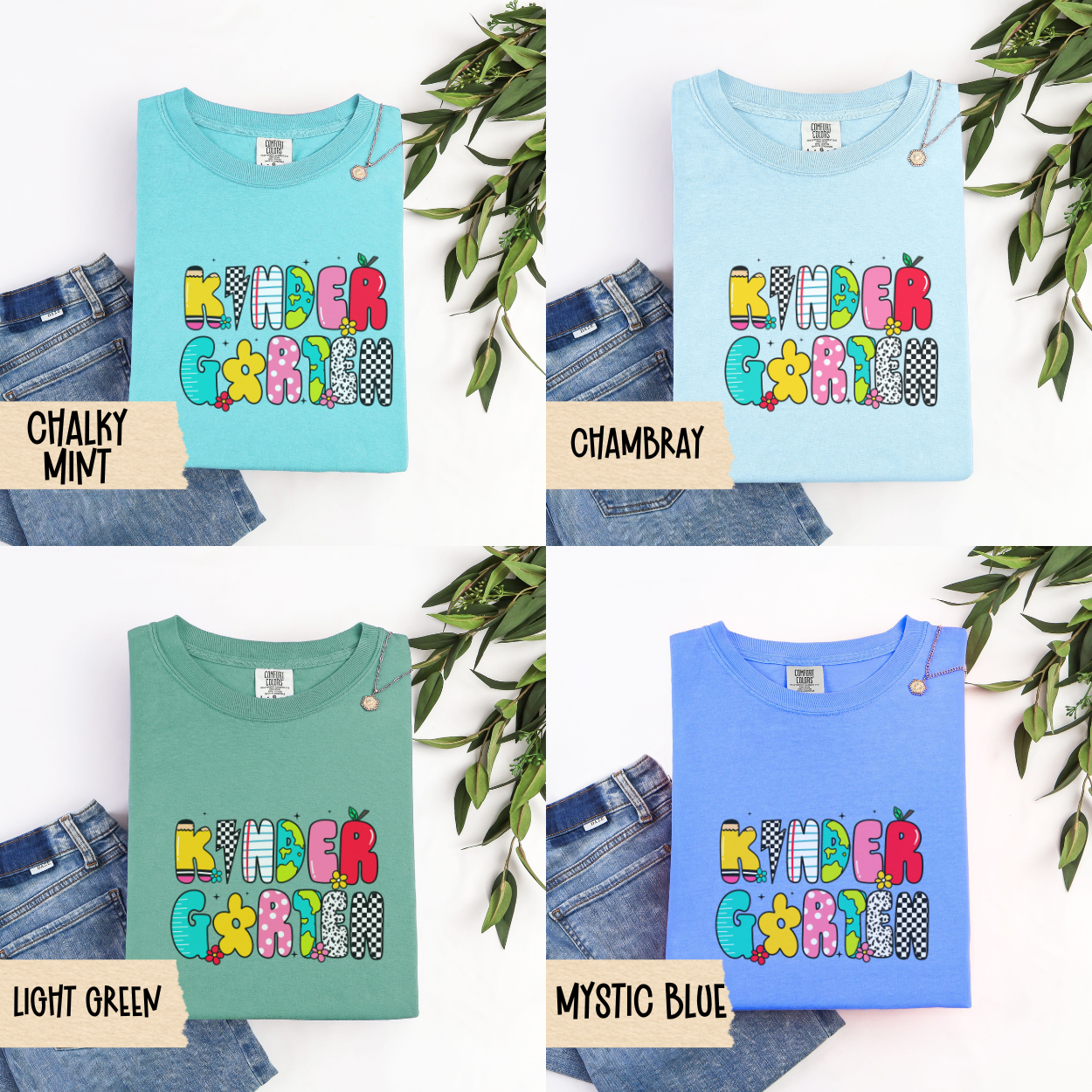 Retro Kindergarten Teacher Shirt, Comfort Colors Tee, Back To School Kinder Shirt, Cute Teacher Outfit, First Day School Teacher Tee
