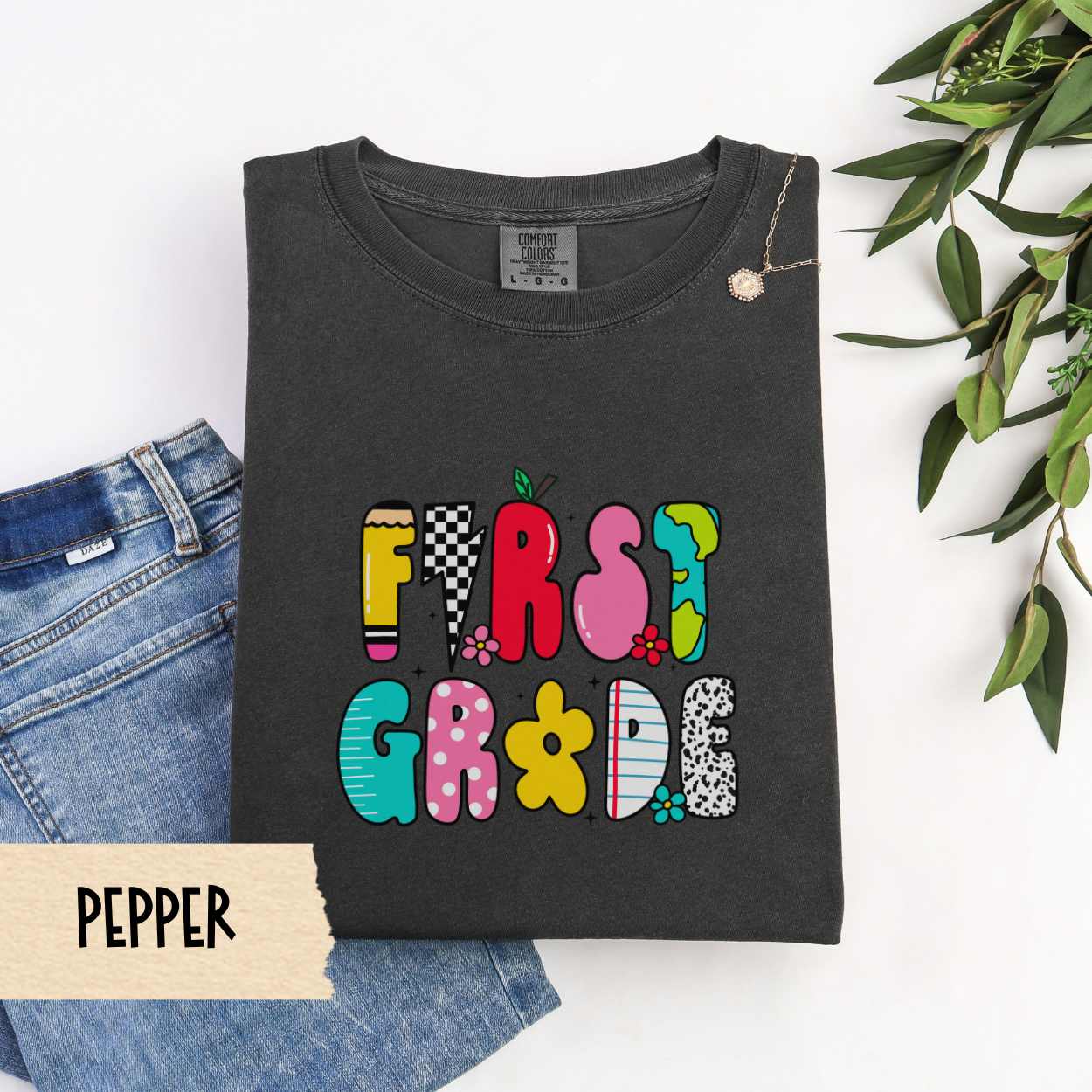Retro First Grade Teacher Shirt, Comfort Colors 1717 Tee, 1st Grade Back To School Shirt, Cute Teacher Outfit, First Day Teacher Tee