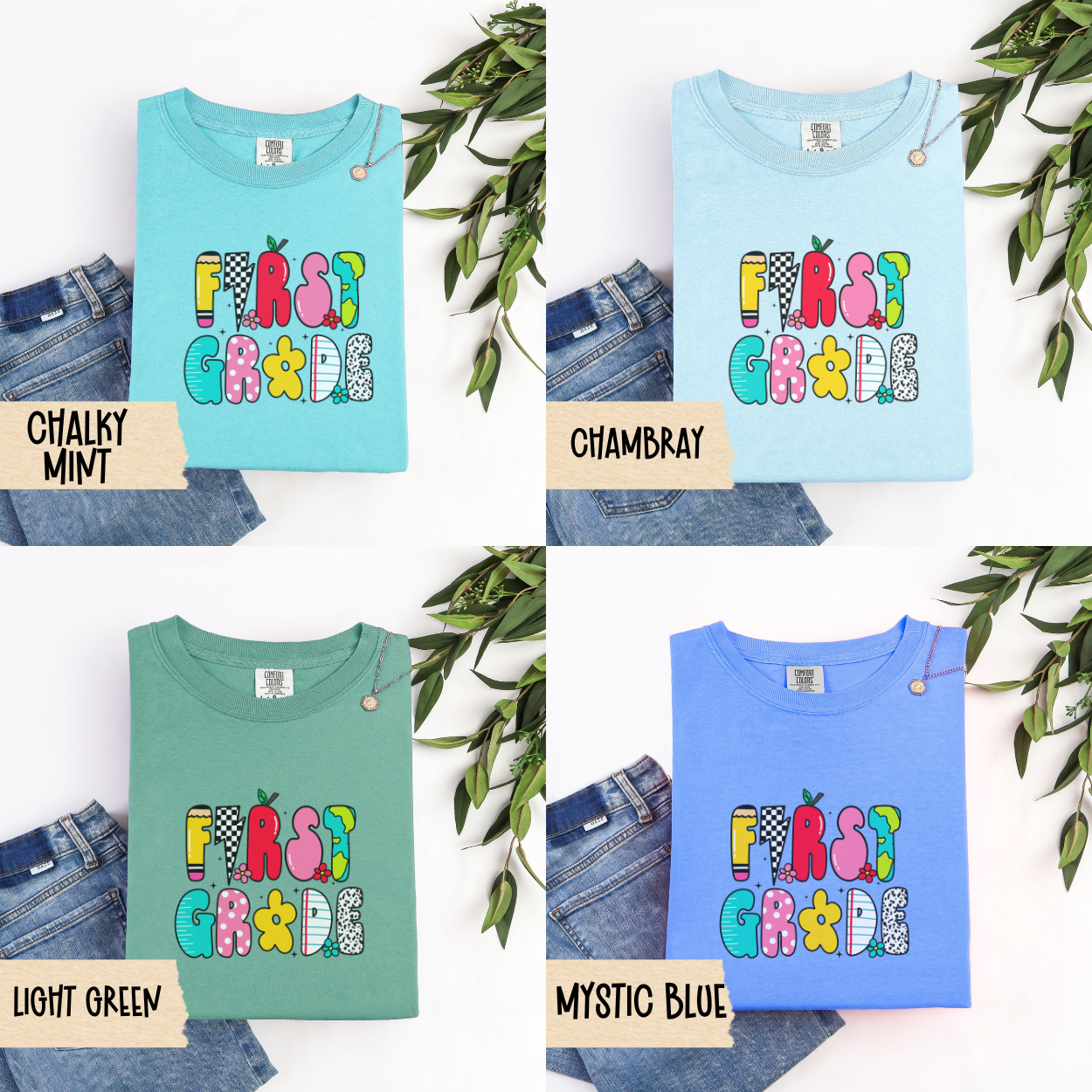 Retro First Grade Teacher Shirt, Comfort Colors 1717 Tee, 1st Grade Back To School Shirt, Cute Teacher Outfit, First Day Teacher Tee