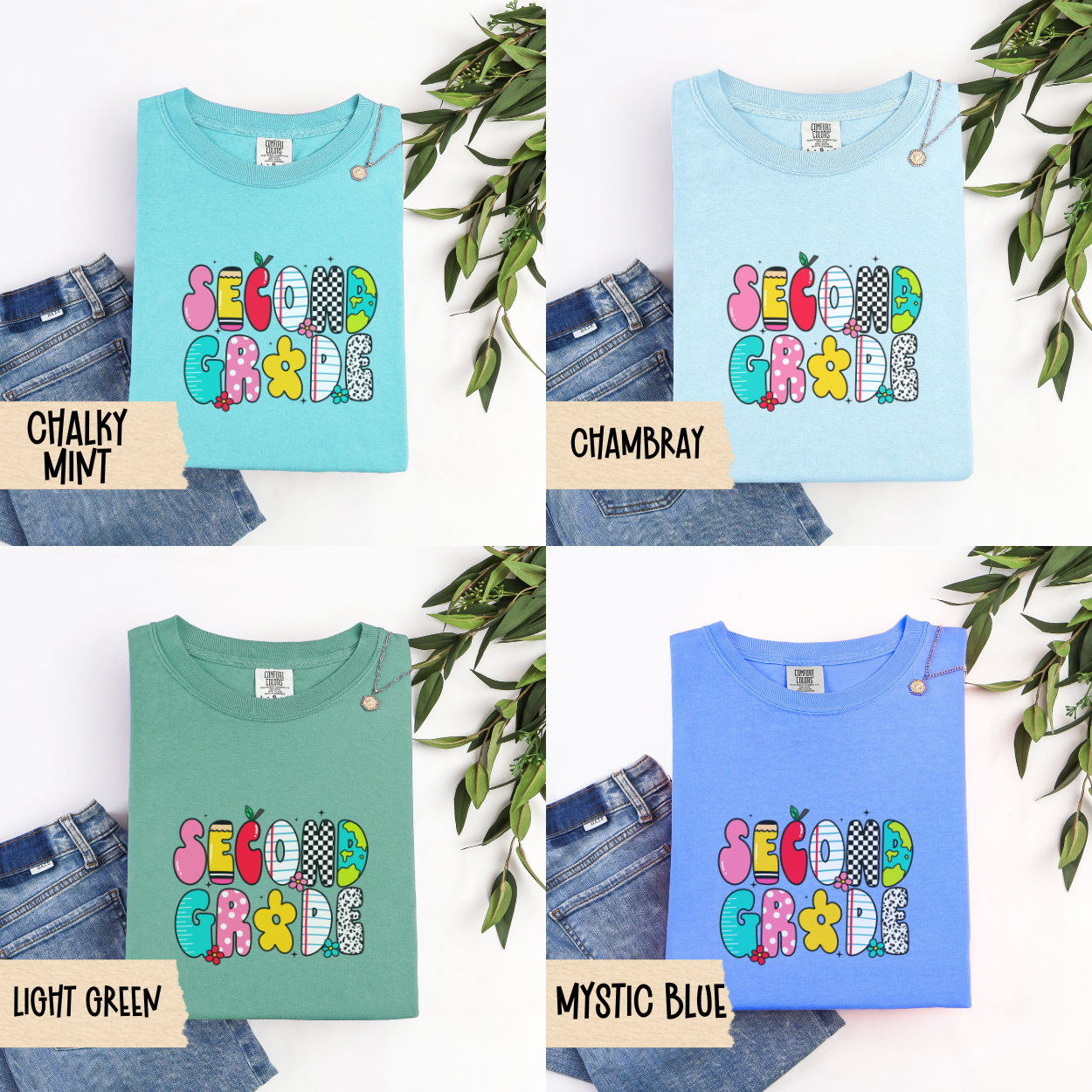 Retro Second Grade Teacher Shirt, Comfort Colors 1717 Tee, 2nd Grade Back To School Shirt, Cute Teacher Tee, First Day Teacher Outfit