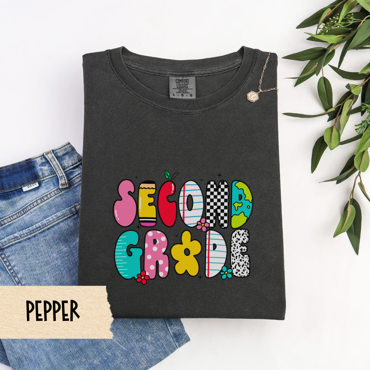 Retro Second Grade Teacher Shirt, Comfort Colors 1717 Tee, 2nd Grade Back To School Shirt, Cute Teacher Tee, First Day Teacher Outfit