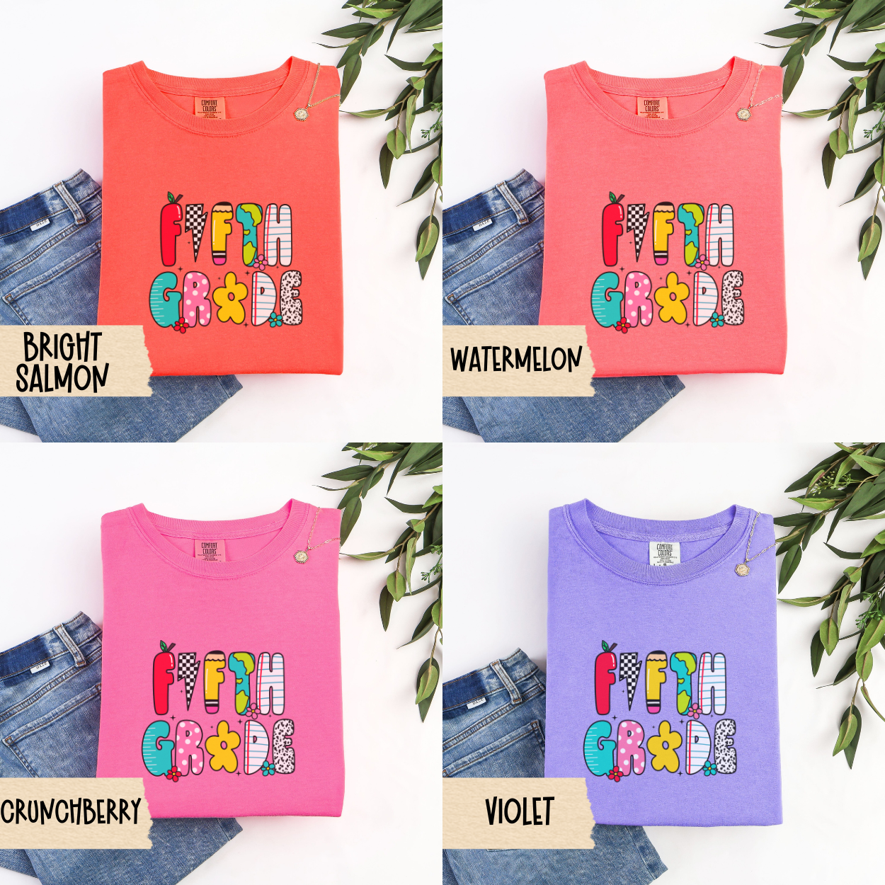 Retro Fifth Grade Teacher Shirt, Comfort Colors 1717 Tee, 5th Grade Back To School Shirt, Cute Teacher Tee, First Day Teacher Outfit