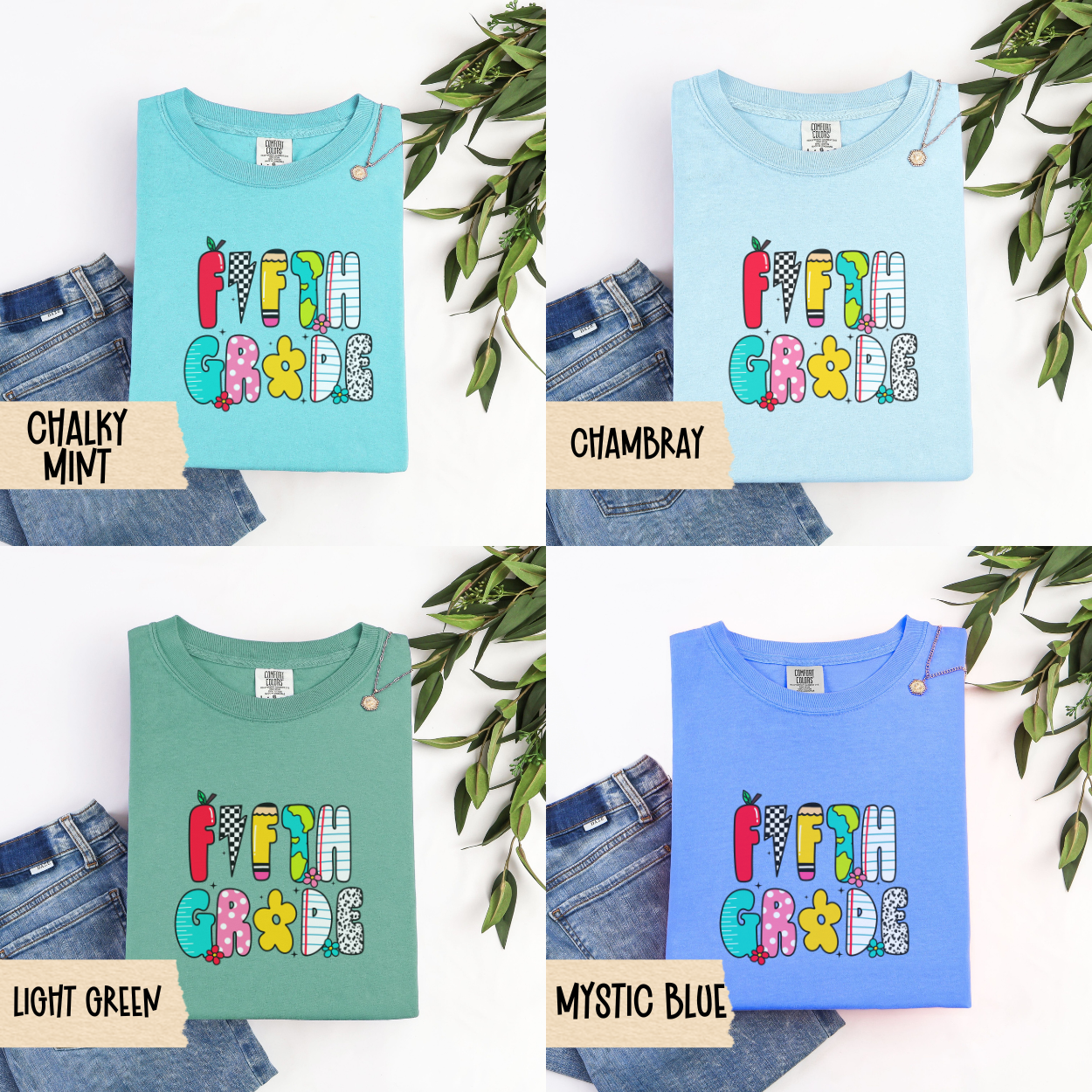 Retro Fifth Grade Teacher Shirt, Comfort Colors 1717 Tee, 5th Grade Back To School Shirt, Cute Teacher Tee, First Day Teacher Outfit