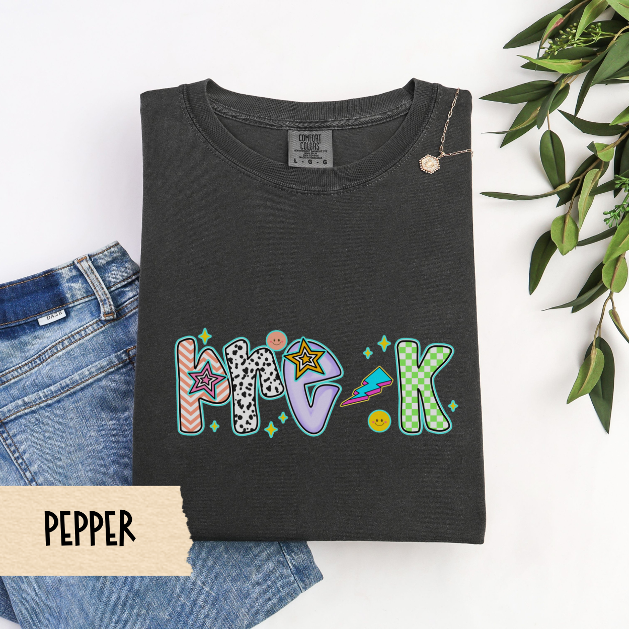 Pre-K Teacher Shirt, Colorful Pre-K Back To School Tee, Fun Teacher Shirt, Comfort Colors 1717 Tee, First Day Preschool Teacher Shirt