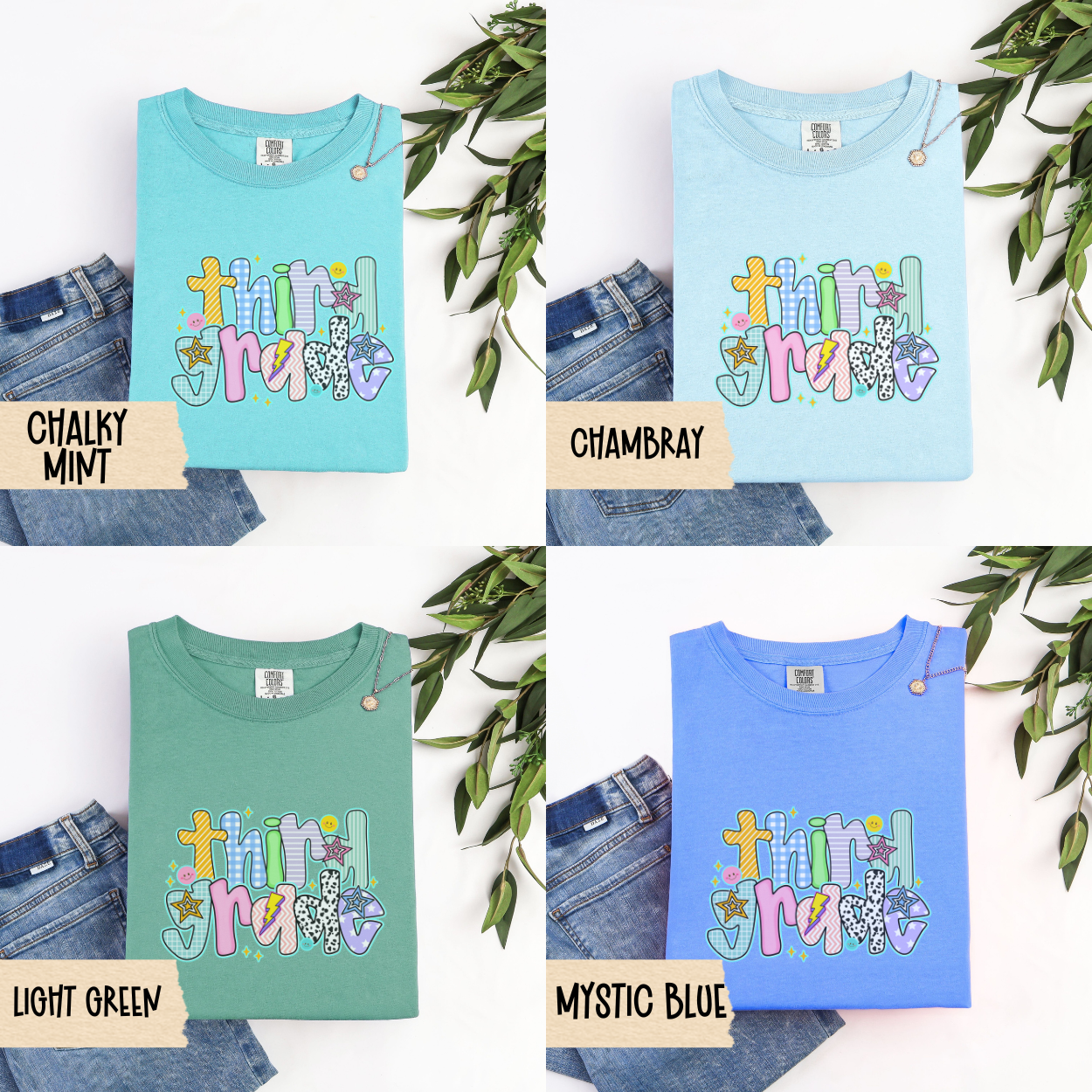 Third Grade Teacher Shirt, 3rd Grade Back To School Tee, Fun Teacher Outfit, Colorful Comfort Colors Tee, First Day School Shirt