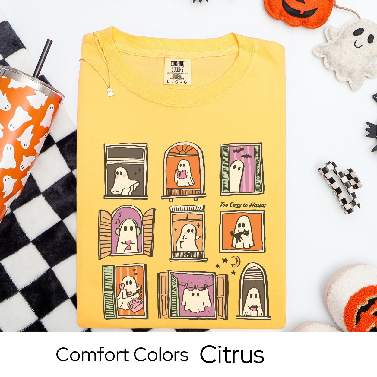 Too Cozy to Haunt Shirt, Cozy Ghost Halloween Tee, Comfort Colors Fall T Shirt, Pastel Spooky Graphic Tee, Cute October Loungewear Shirt