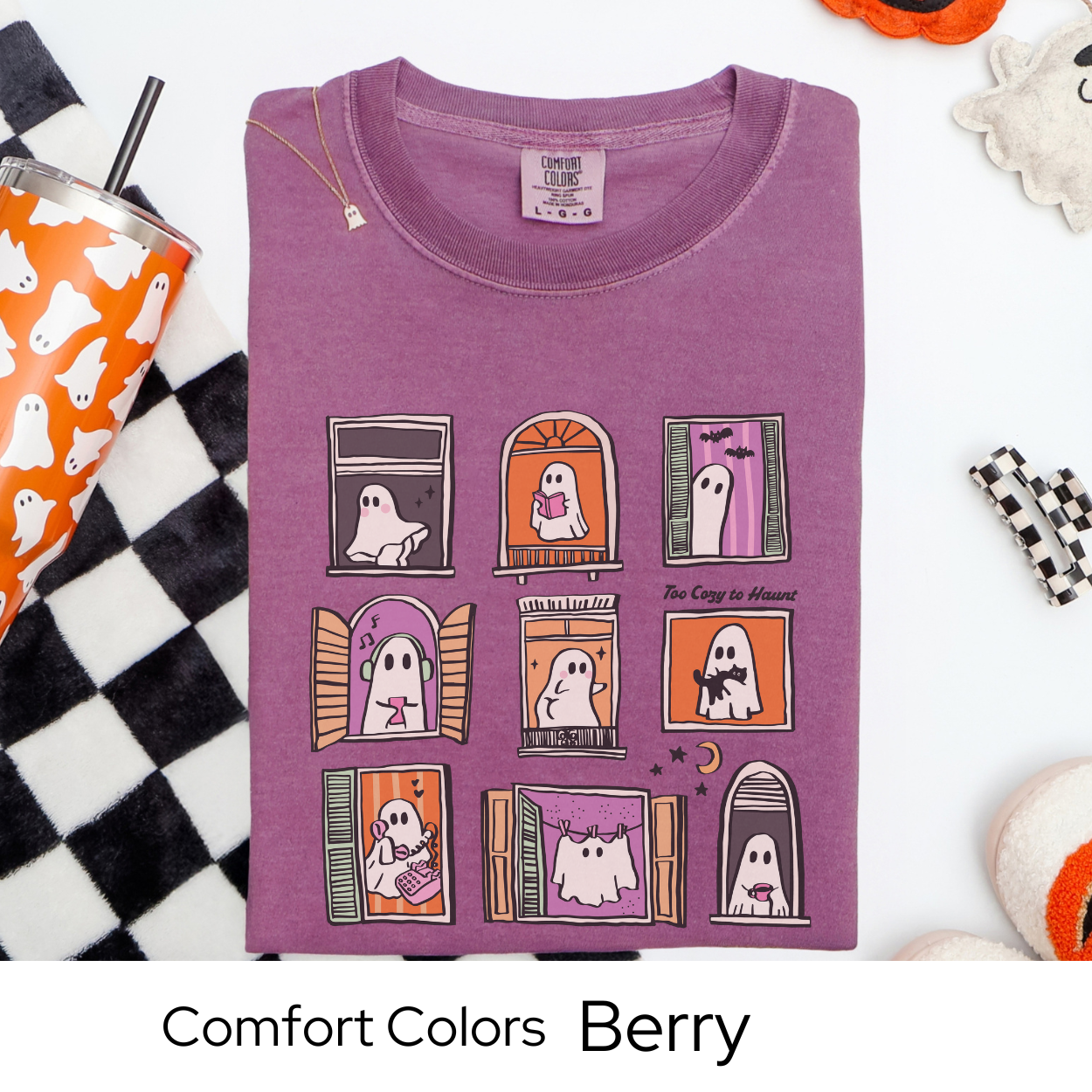 Too Cozy to Haunt Shirt, Cozy Ghost Halloween Tee, Comfort Colors Fall T Shirt, Pastel Spooky Graphic Tee, Cute October Loungewear Shirt