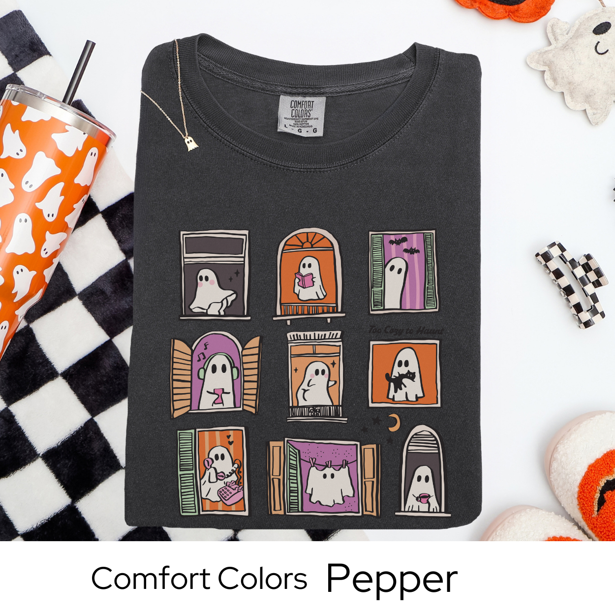 Too Cozy to Haunt Shirt, Cozy Ghost Halloween Tee, Comfort Colors Fall T Shirt, Pastel Spooky Graphic Tee, Cute October Loungewear Shirt