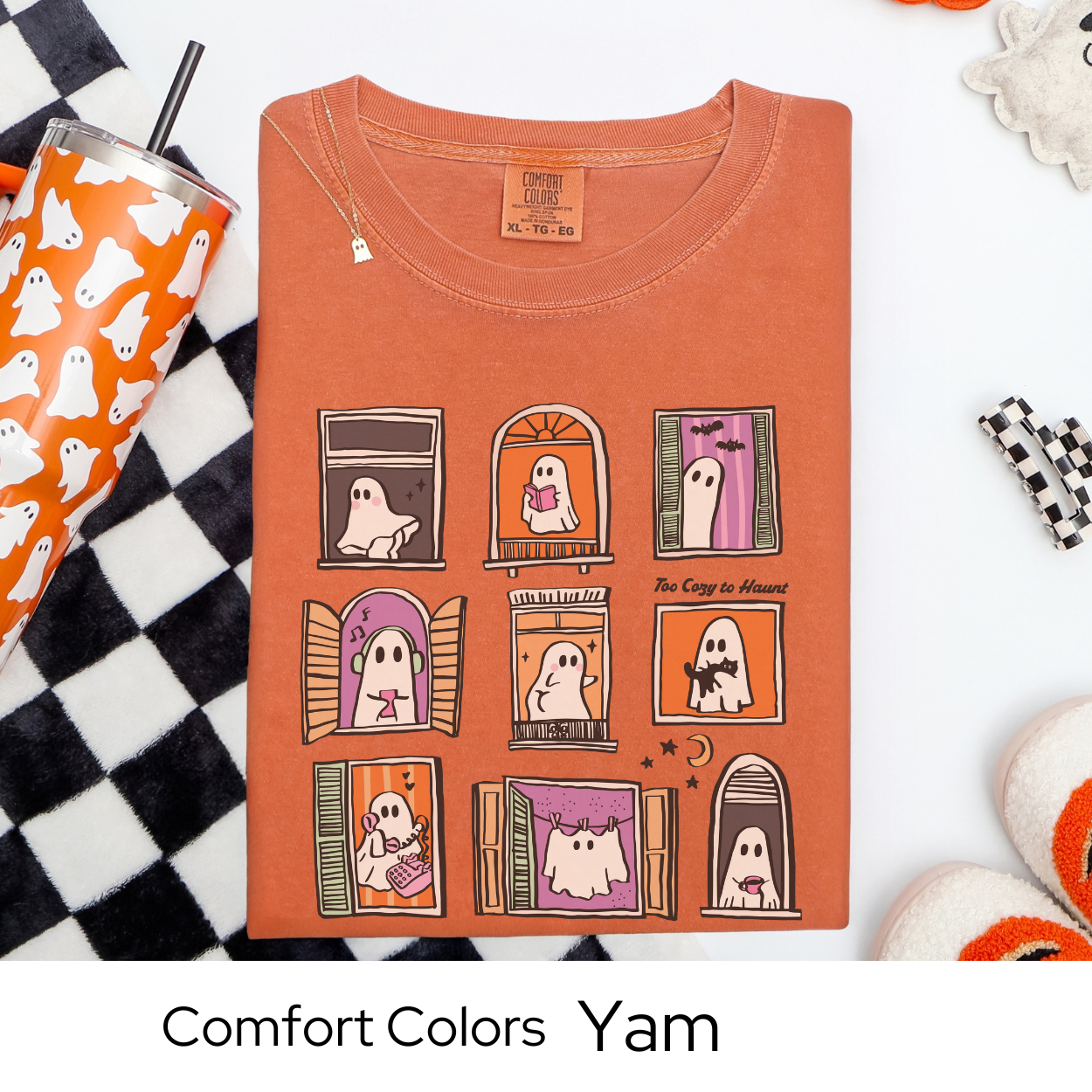 Too Cozy to Haunt Shirt, Cozy Ghost Halloween Tee, Comfort Colors Fall T Shirt, Pastel Spooky Graphic Tee, Cute October Loungewear Shirt
