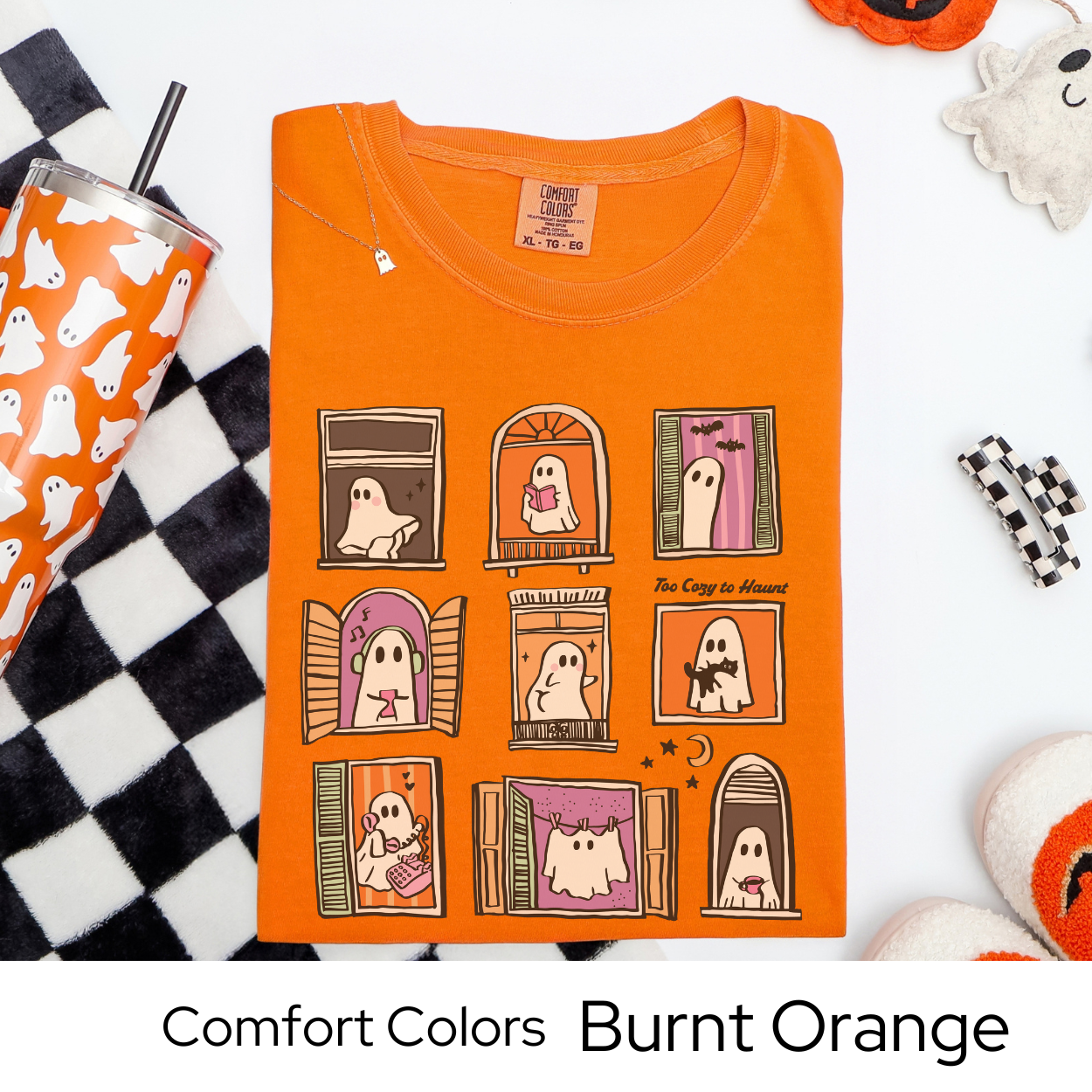 Too Cozy to Haunt Shirt, Cozy Ghost Halloween Tee, Comfort Colors Fall T Shirt, Pastel Spooky Graphic Tee, Cute October Loungewear Shirt
