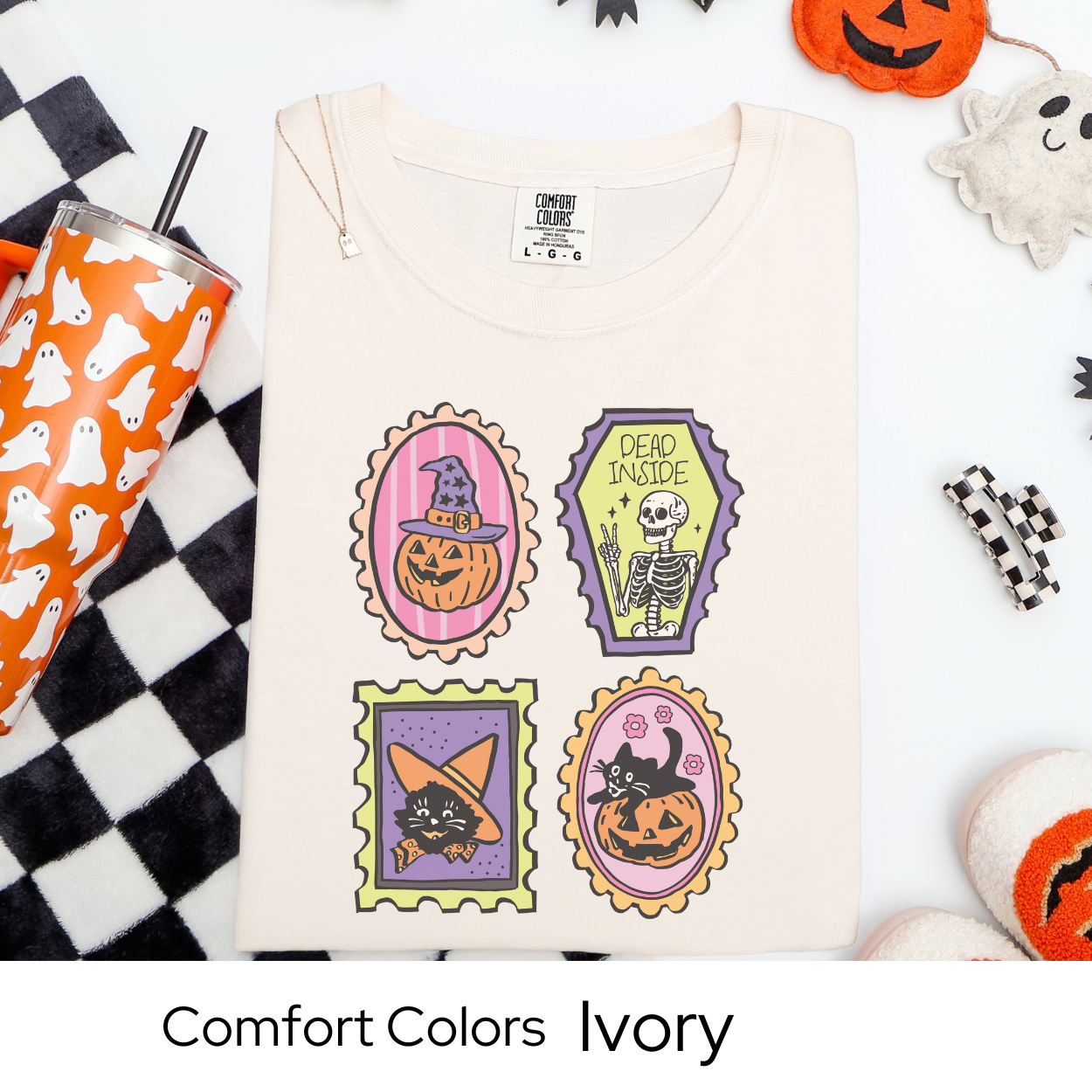 Dead Inside Skeleton Shirt, Cute Halloween Cat Pumpkin Tee, Comfort Colors Fall T Shirt, Pastel Goth Spooky Graphic, Witchcore Tee