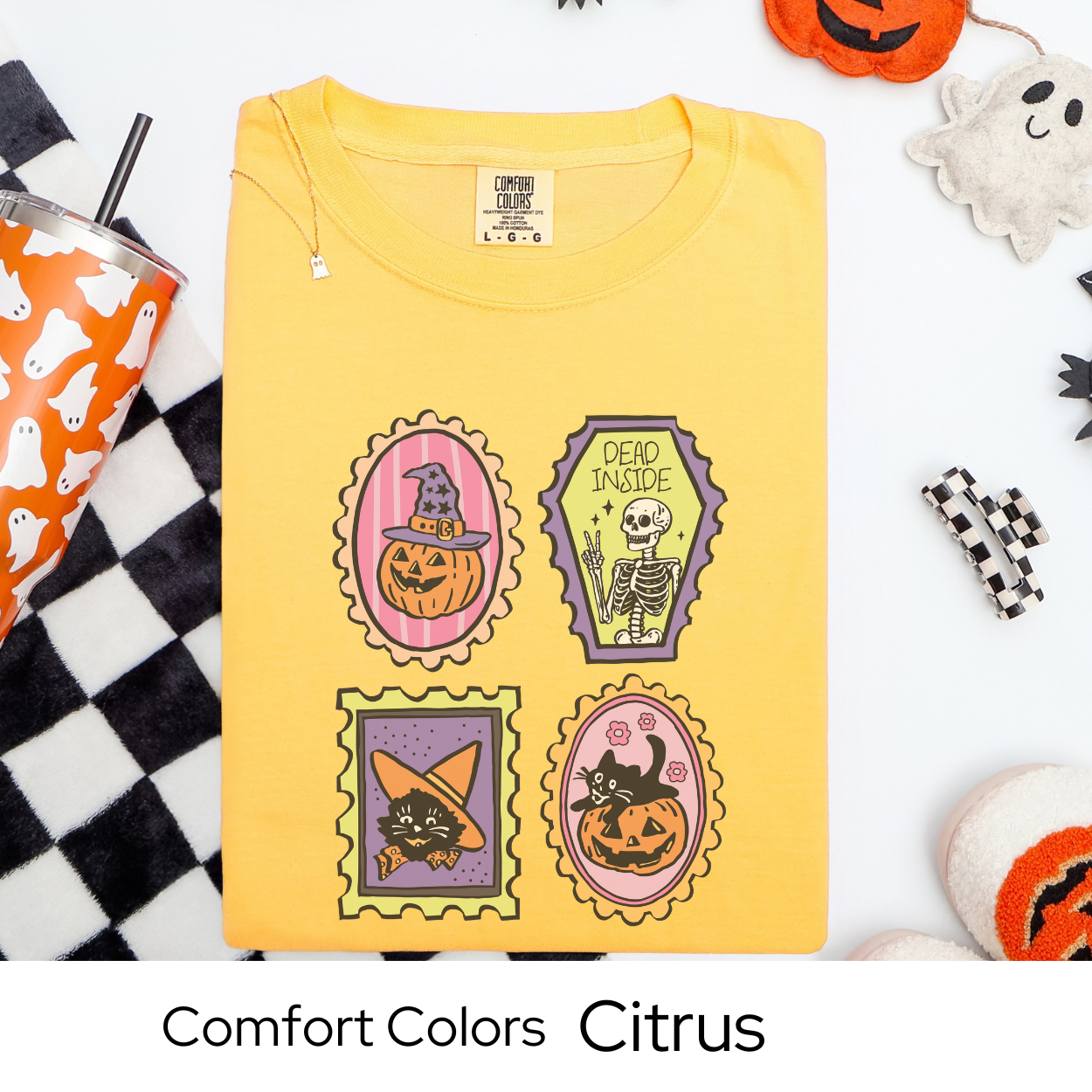Dead Inside Skeleton Shirt, Cute Halloween Cat Pumpkin Tee, Comfort Colors Fall T Shirt, Pastel Goth Spooky Graphic, Witchcore Tee