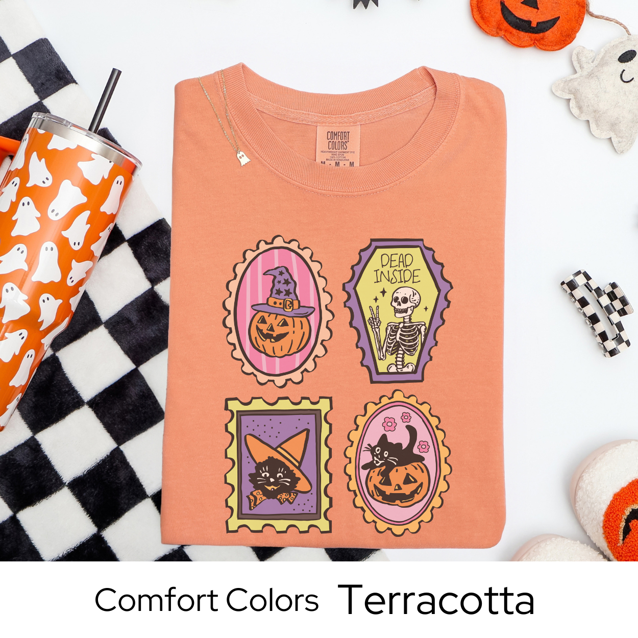 Dead Inside Skeleton Shirt, Cute Halloween Cat Pumpkin Tee, Comfort Colors Fall T Shirt, Pastel Goth Spooky Graphic, Witchcore Tee