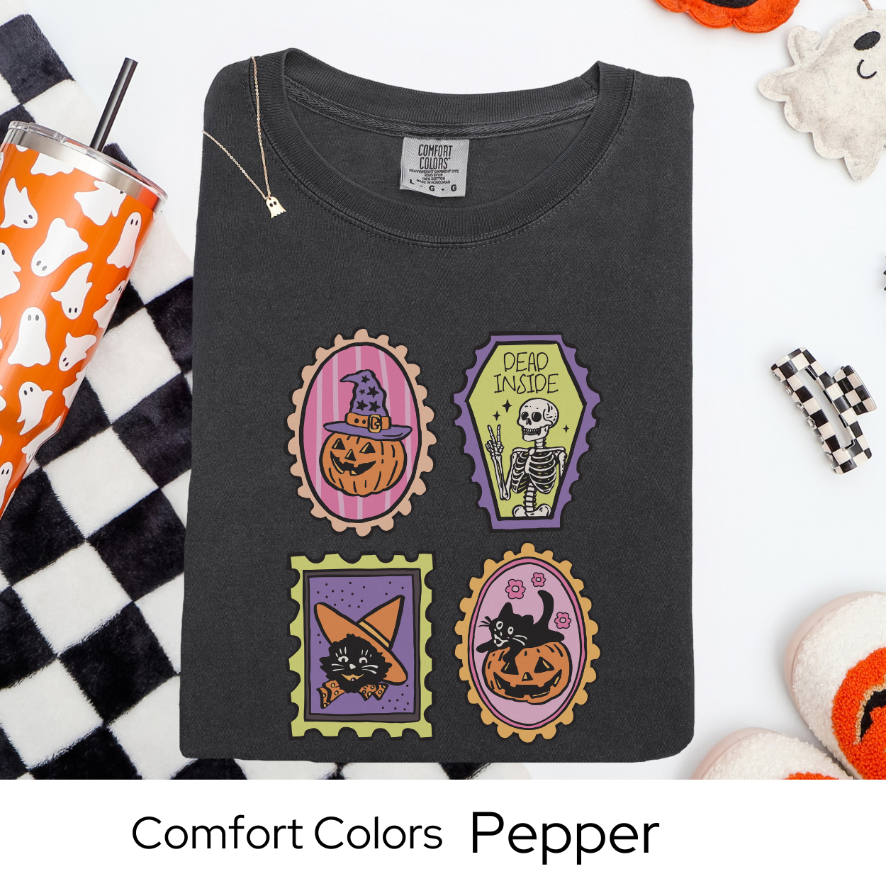 Dead Inside Skeleton Shirt, Cute Halloween Cat Pumpkin Tee, Comfort Colors Fall T Shirt, Pastel Goth Spooky Graphic, Witchcore Tee