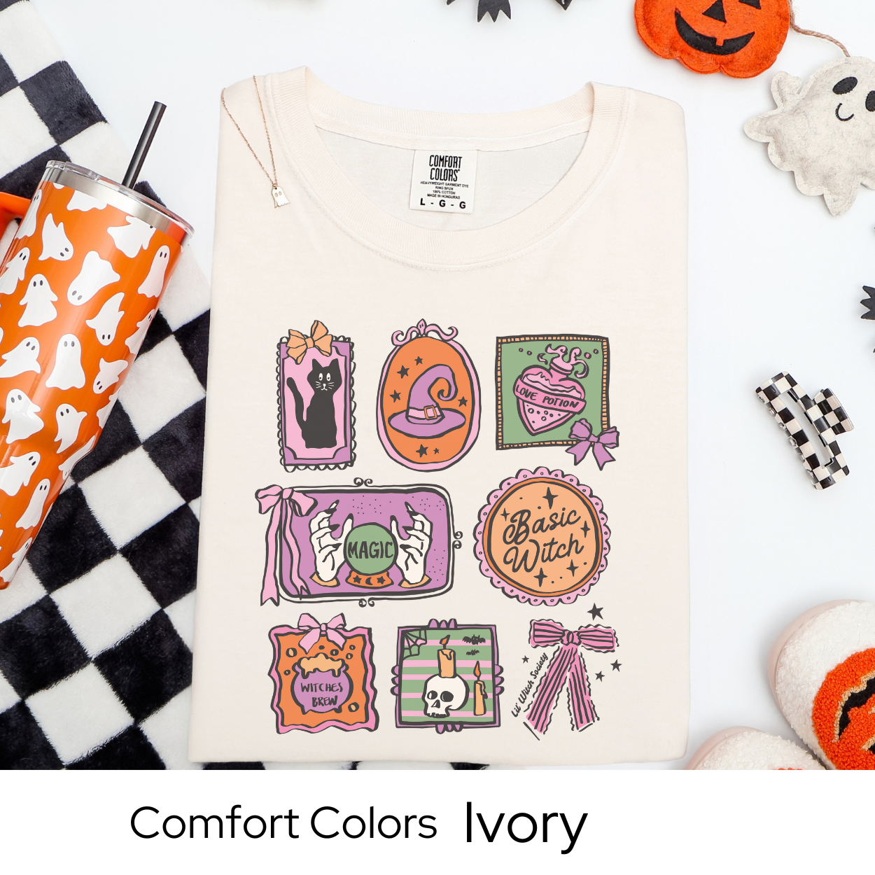 Basic Witch Shirt, Pastel Witchy Halloween Tee, Comfort Colors Fall T Shirt, Cute Magic Graphic Tee, Love Potion Spell Shirt for Women