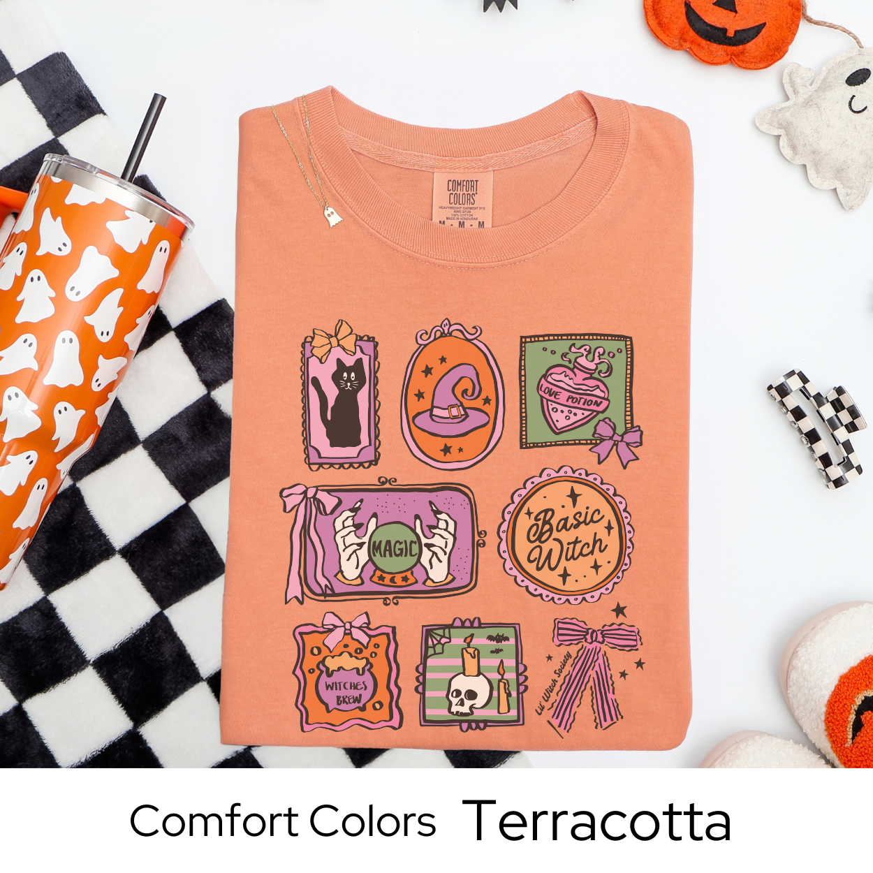 Basic Witch Shirt, Pastel Witchy Halloween Tee, Comfort Colors Fall T Shirt, Cute Magic Graphic Tee, Love Potion Spell Shirt for Women