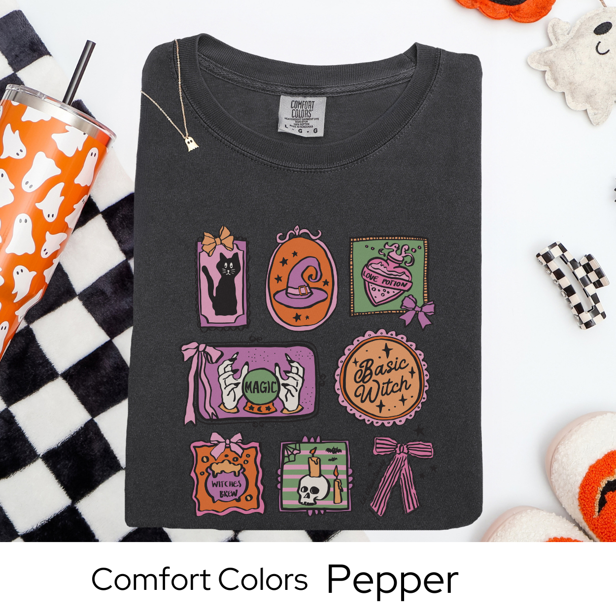 Basic Witch Shirt, Pastel Witchy Halloween Tee, Comfort Colors Fall T Shirt, Cute Magic Graphic Tee, Love Potion Spell Shirt for Women