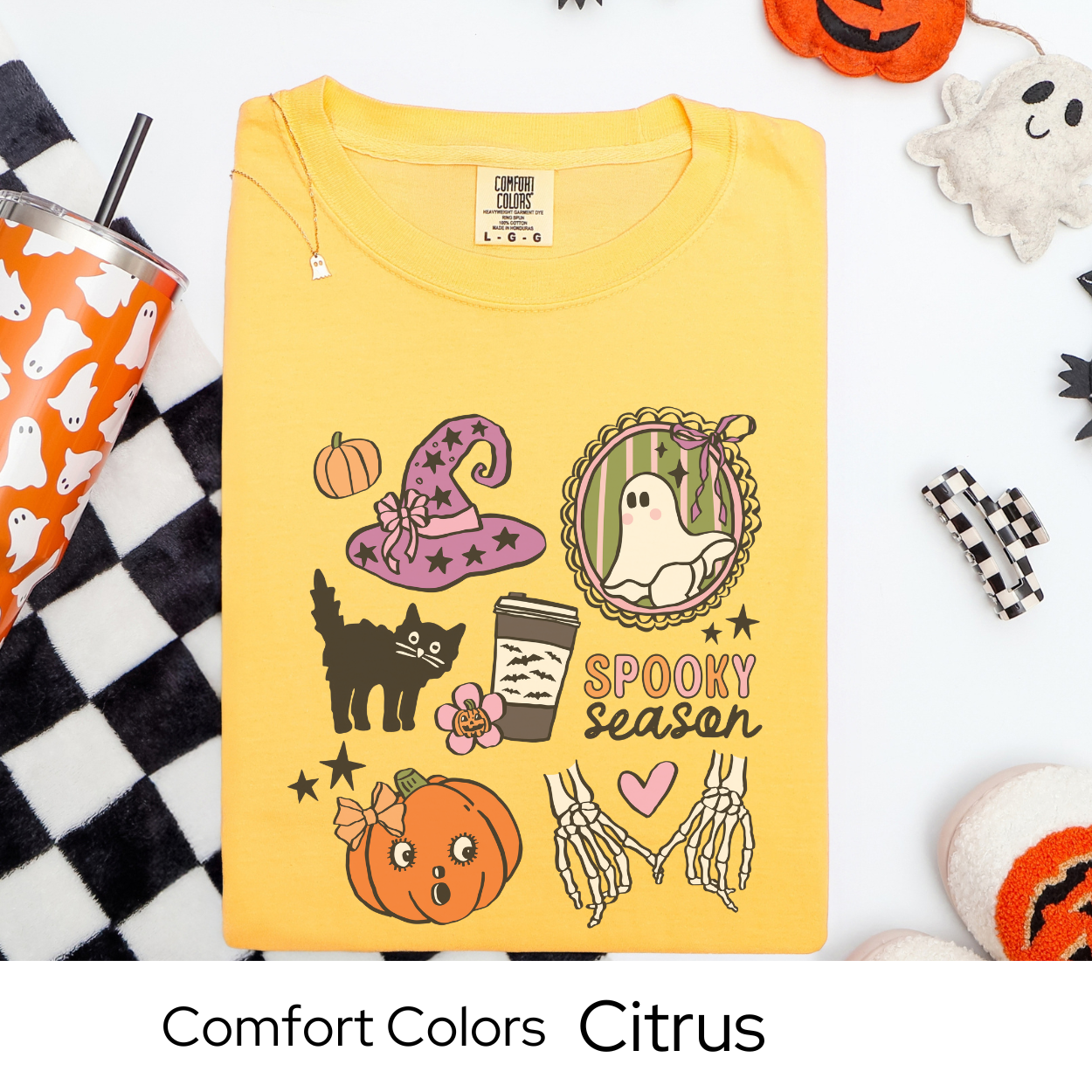 Spooky Season Shirt, Cute Halloween Coffee Tee, Comfort Colors Ghost Shirt, Retro Pumpkin Skeleton T Shirt, Fall Witch Aesthetic Tee