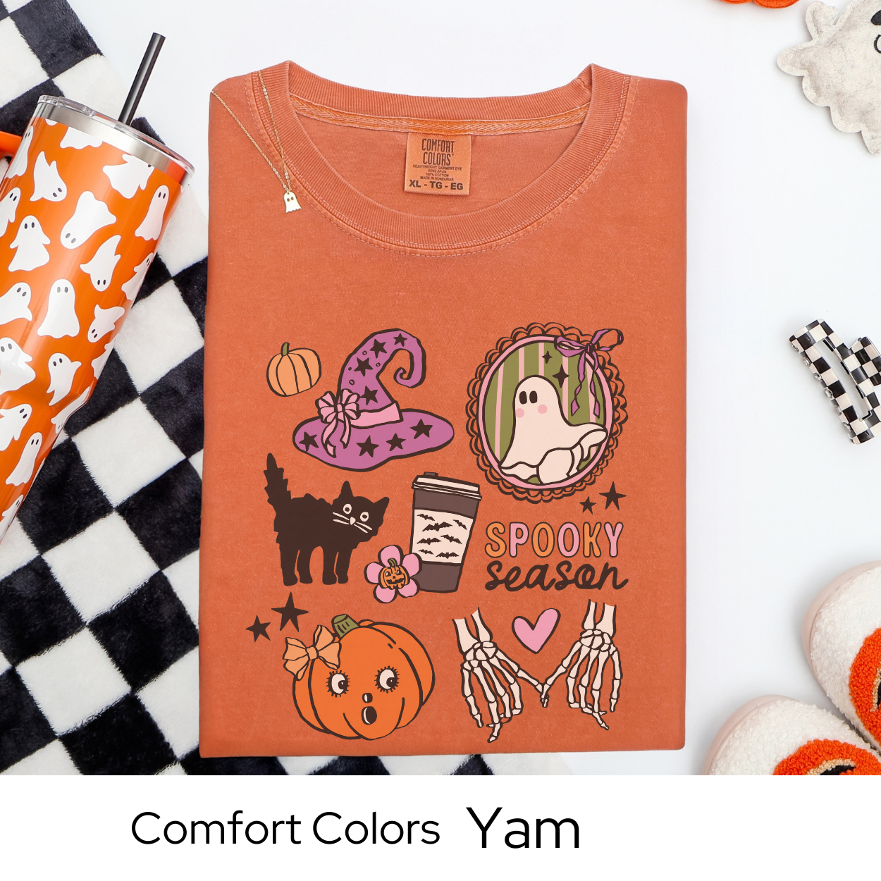 Spooky Season Shirt, Cute Halloween Coffee Tee, Comfort Colors Ghost Shirt, Retro Pumpkin Skeleton T Shirt, Fall Witch Aesthetic Tee