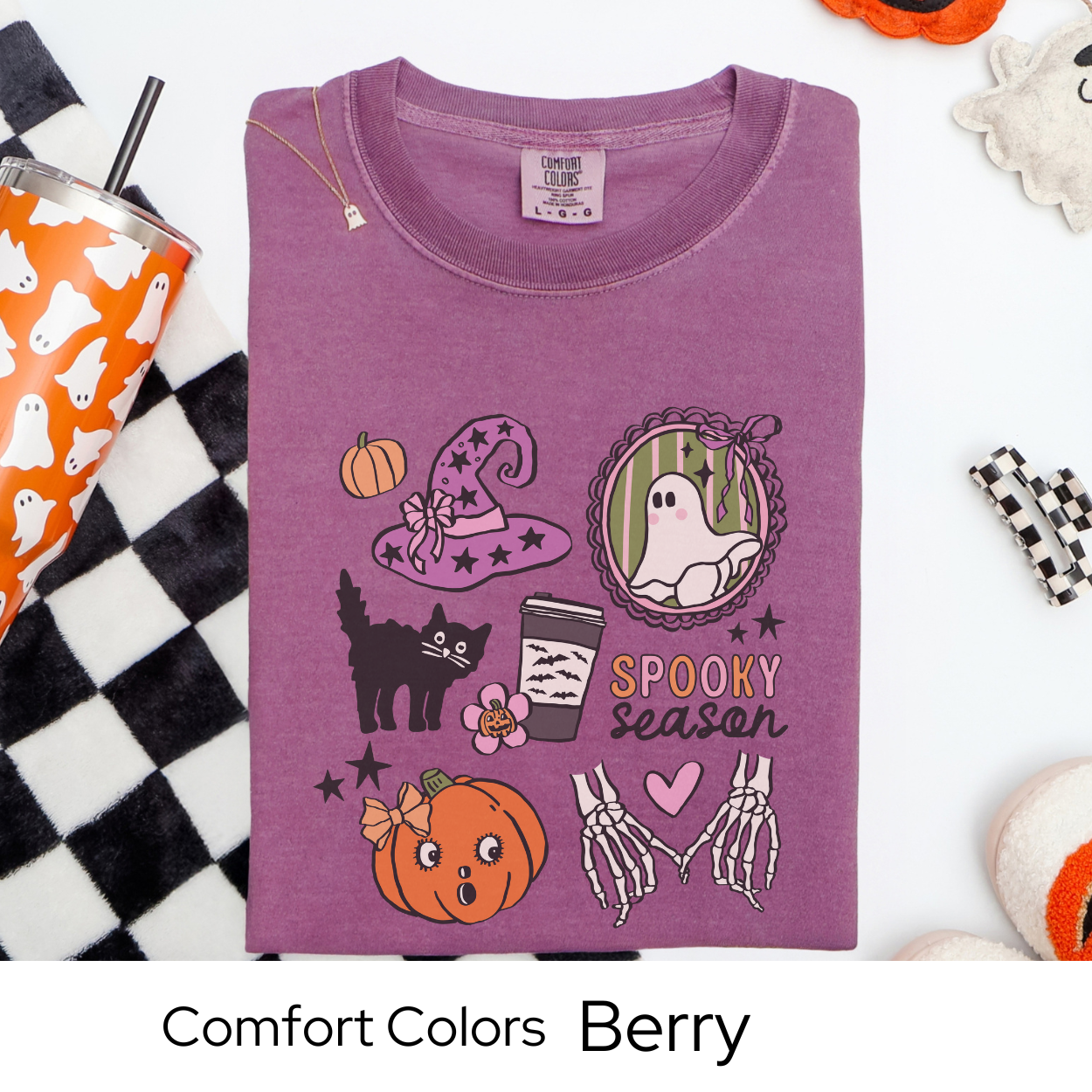 Spooky Season Shirt, Cute Halloween Coffee Tee, Comfort Colors Ghost Shirt, Retro Pumpkin Skeleton T Shirt, Fall Witch Aesthetic Tee