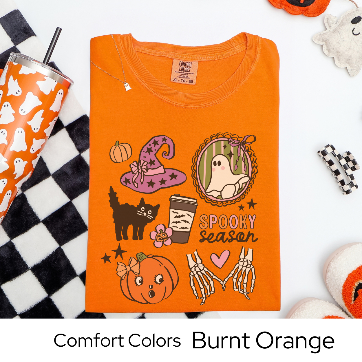 Spooky Season Shirt, Cute Halloween Coffee Tee, Comfort Colors Ghost Shirt, Retro Pumpkin Skeleton T Shirt, Fall Witch Aesthetic Tee
