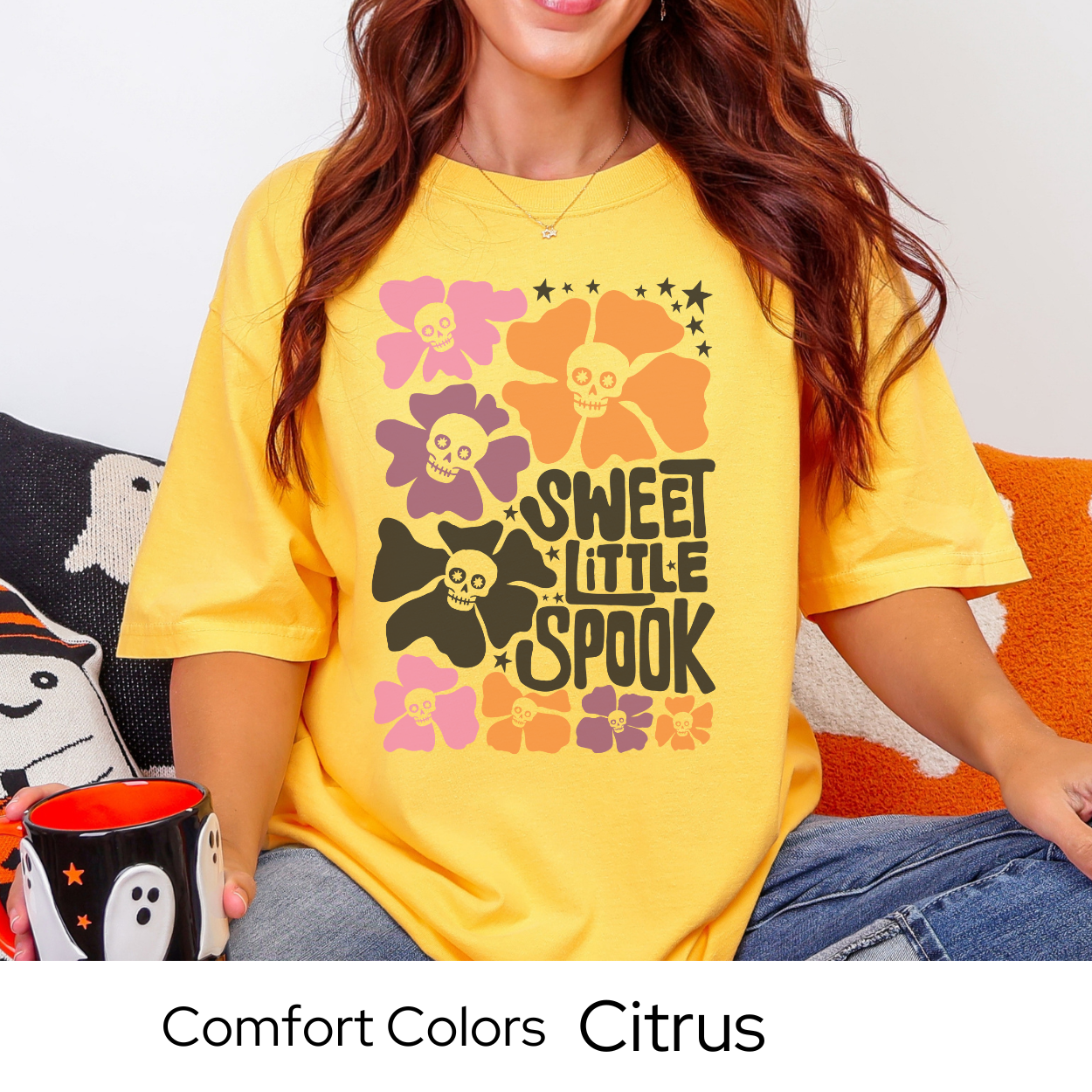 Sweet Little Spook Shirt, Pastel Halloween T-SHIRT, Cute Skull Shirt, Comfort Colors Halloween, Groovy Fall Tee, Spooky Season, Retro Tee