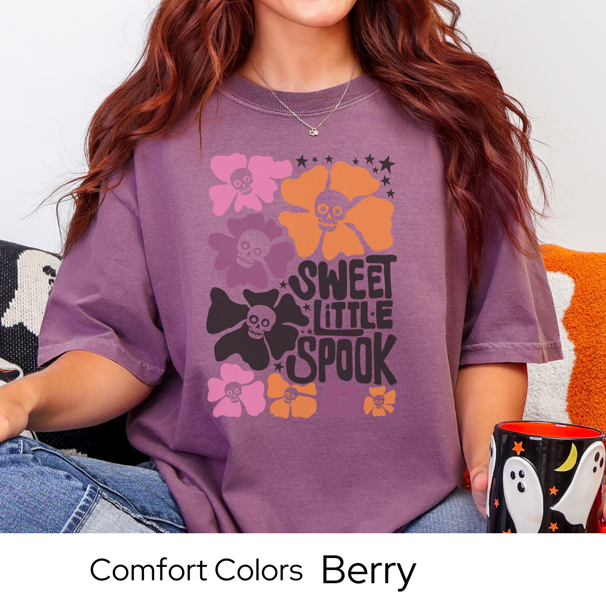 Sweet Little Spook Shirt, Pastel Halloween T-SHIRT, Cute Skull Shirt, Comfort Colors Halloween, Groovy Fall Tee, Spooky Season, Retro Tee