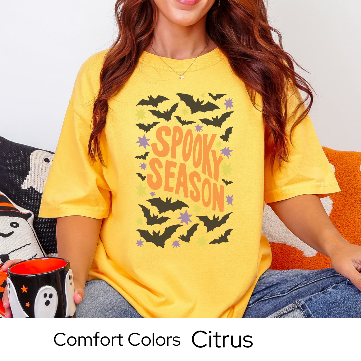 Spooky Season Shirt, Halloween Bat Shirt, Pastel Halloween Tee, Comfort Colors Halloween, Cute Fall Shirt, Groovy Halloween Shirt