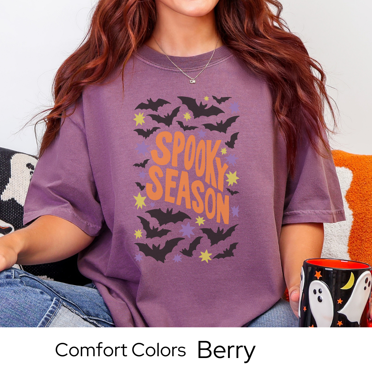 Spooky Season Shirt, Halloween Bat Shirt, Pastel Halloween Tee, Comfort Colors Halloween, Cute Fall Shirt, Groovy Halloween Shirt