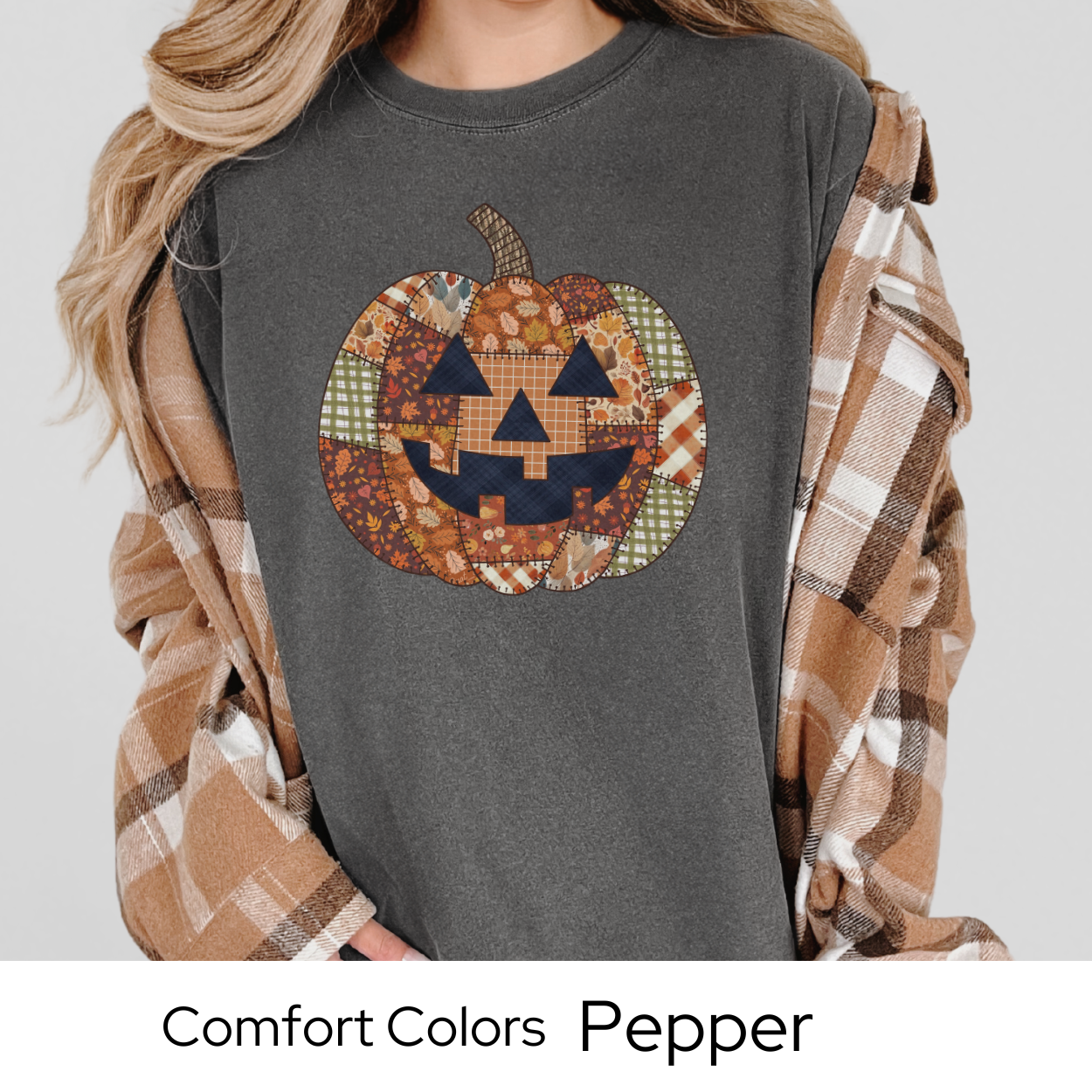 Halloween Shirt, Fall Pumpkin Shirt, Jack O Lantern Tee, Comfort Colors Halloween, Patchwork Pumpkin Shirt, Fall Graphic Tee, Cute Fall