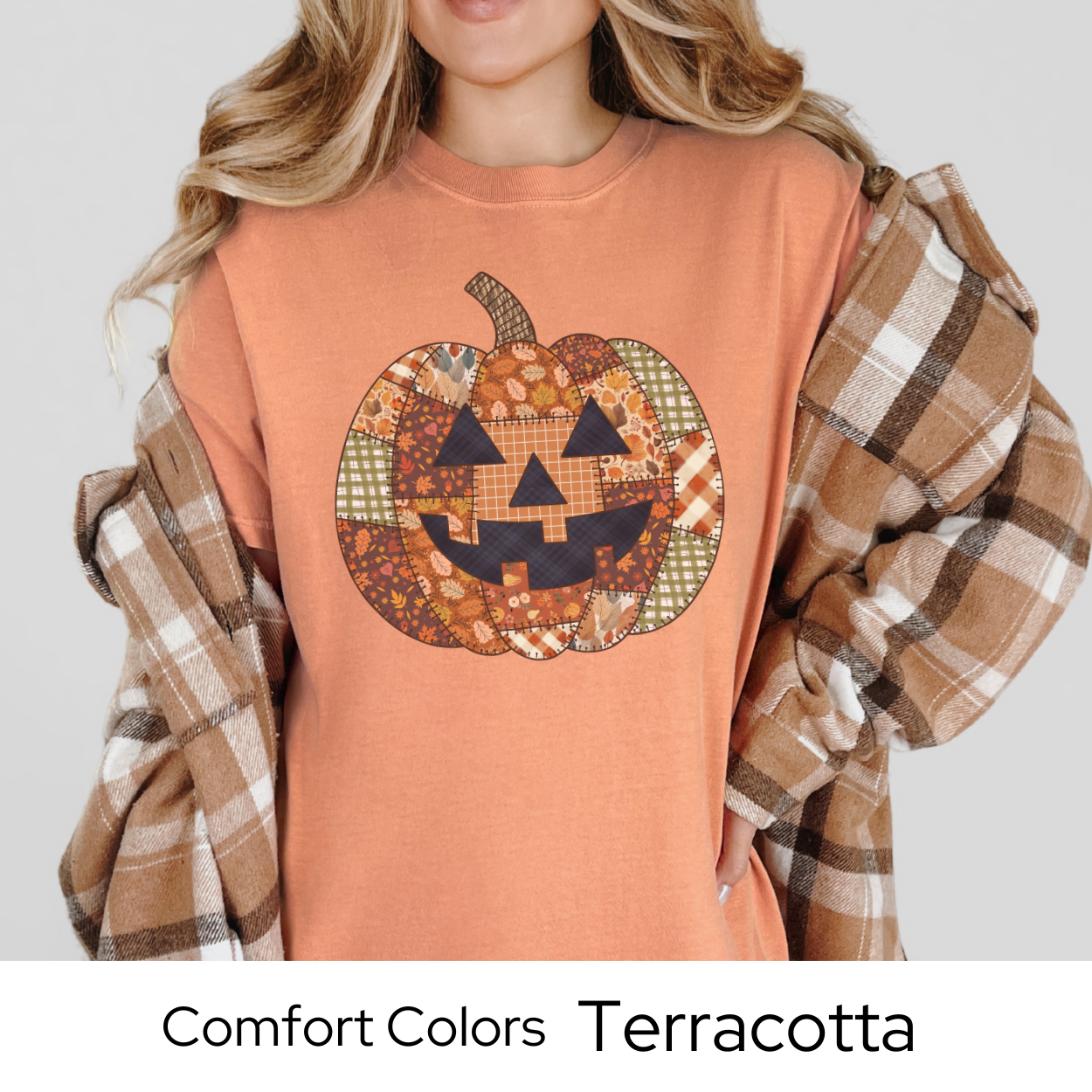 Halloween Shirt, Fall Pumpkin Shirt, Jack O Lantern Tee, Comfort Colors Halloween, Patchwork Pumpkin Shirt, Fall Graphic Tee, Cute Fall