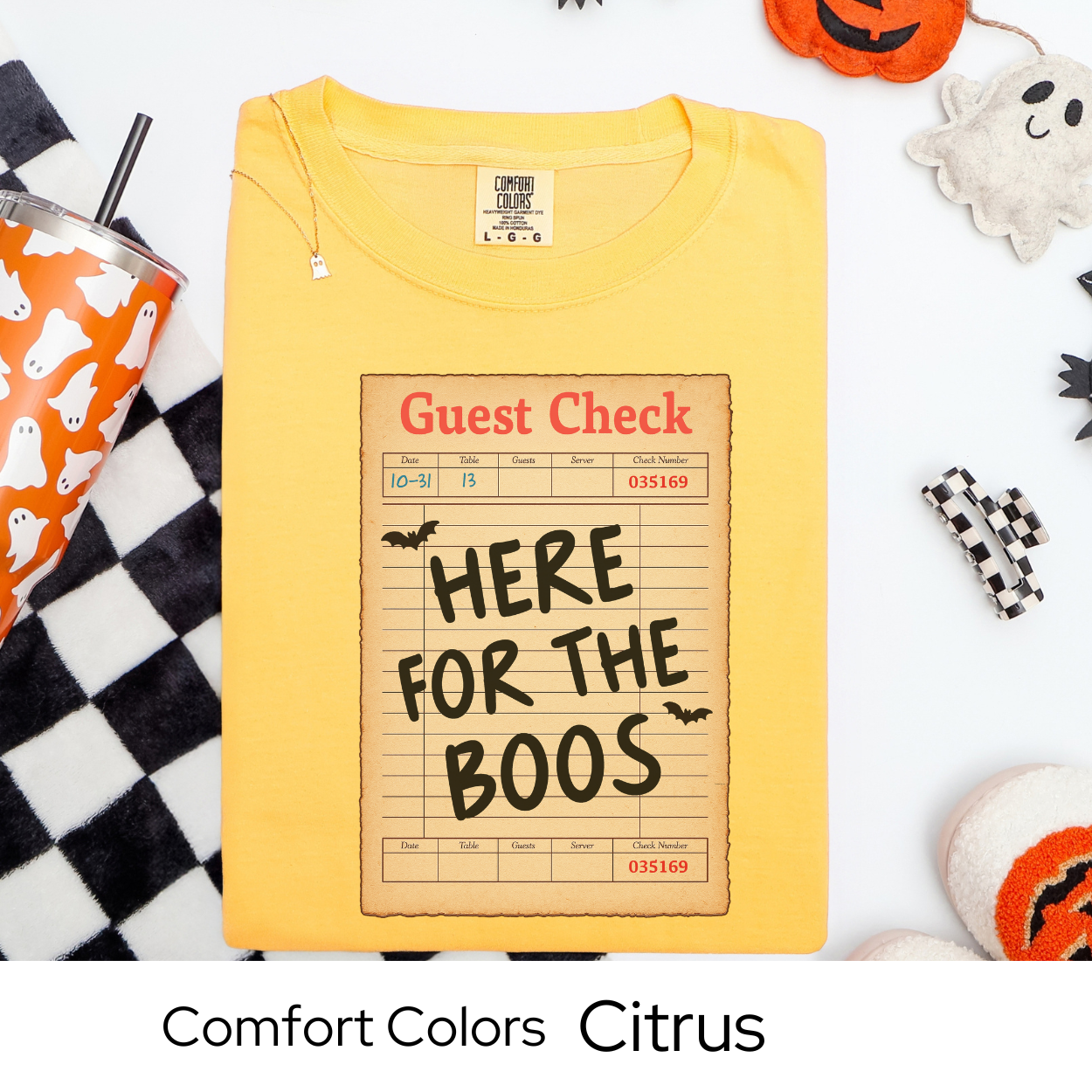 Here for the Boos Shirt, Halloween Guest Check Comfort Colors Tee, Funny Ghost Boo T-Shirt, Spooky Bar Crawl Shirt, Retro Halloween Tee