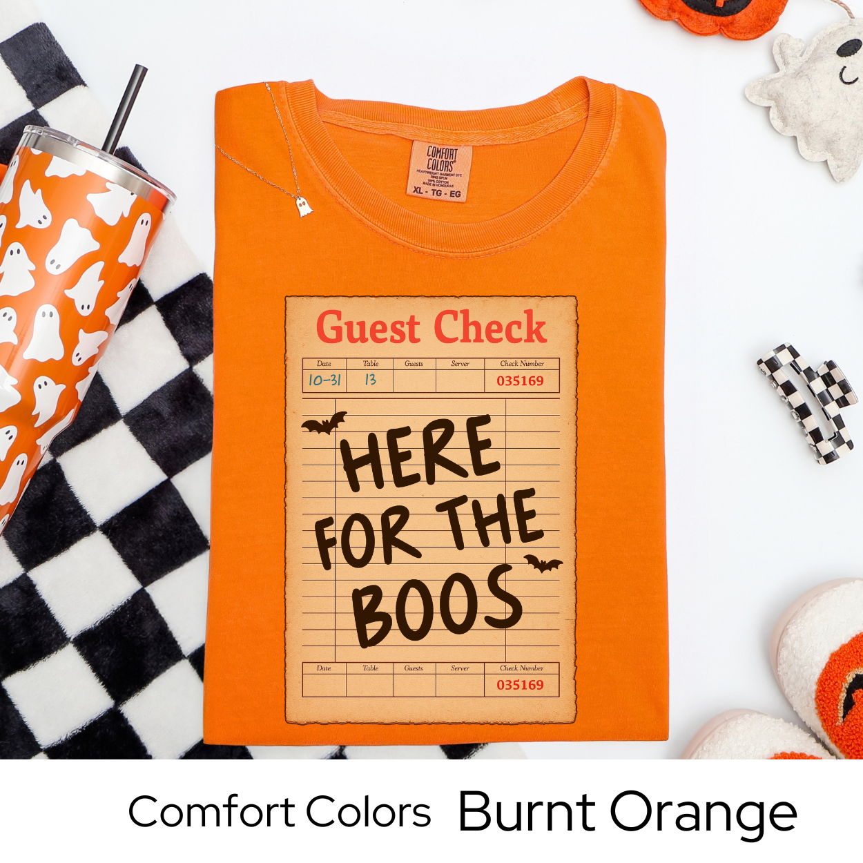 Here for the Boos Shirt, Halloween Guest Check Comfort Colors Tee, Funny Ghost Boo T-Shirt, Spooky Bar Crawl Shirt, Retro Halloween Tee