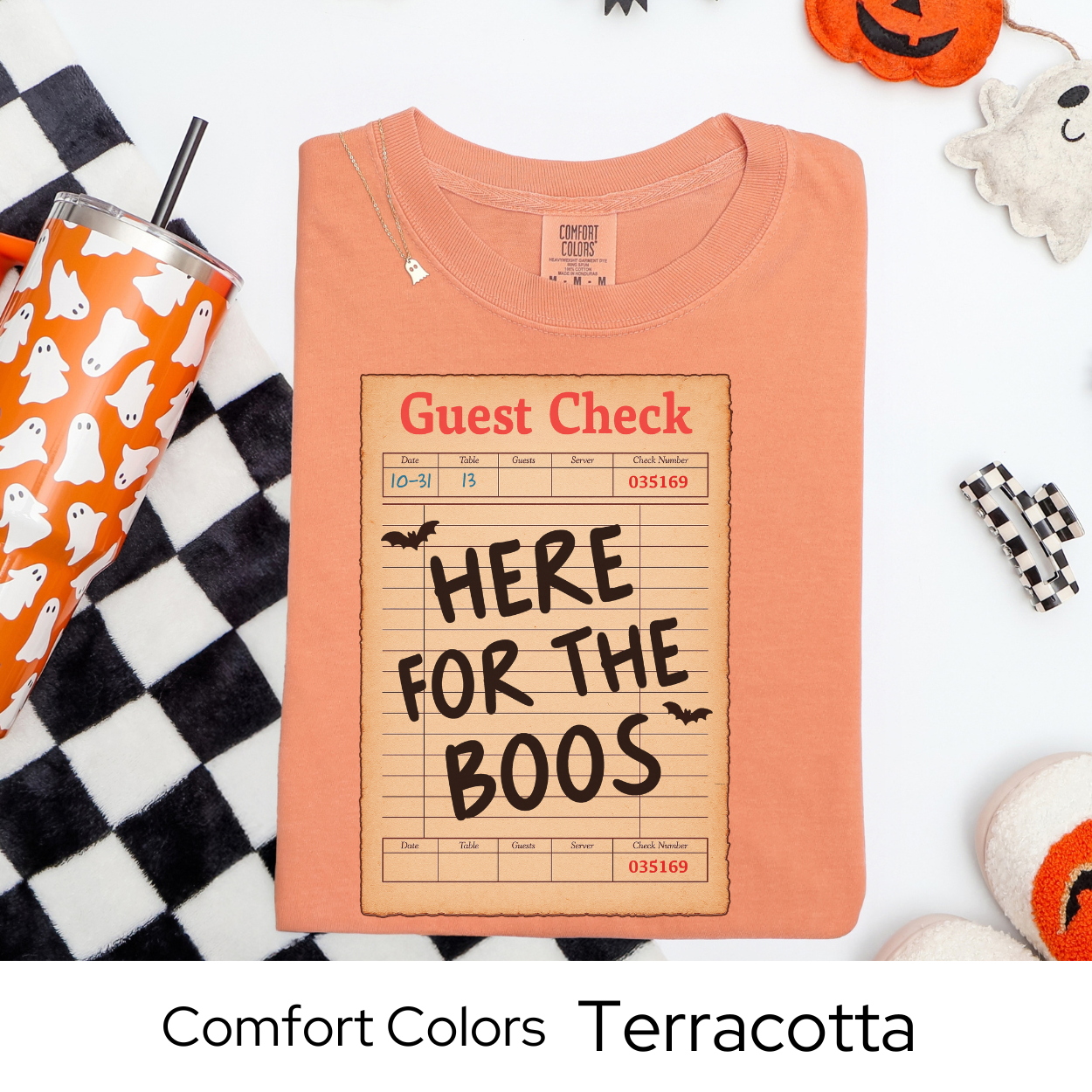 Here for the Boos Shirt, Halloween Guest Check Comfort Colors Tee, Funny Ghost Boo T-Shirt, Spooky Bar Crawl Shirt, Retro Halloween Tee