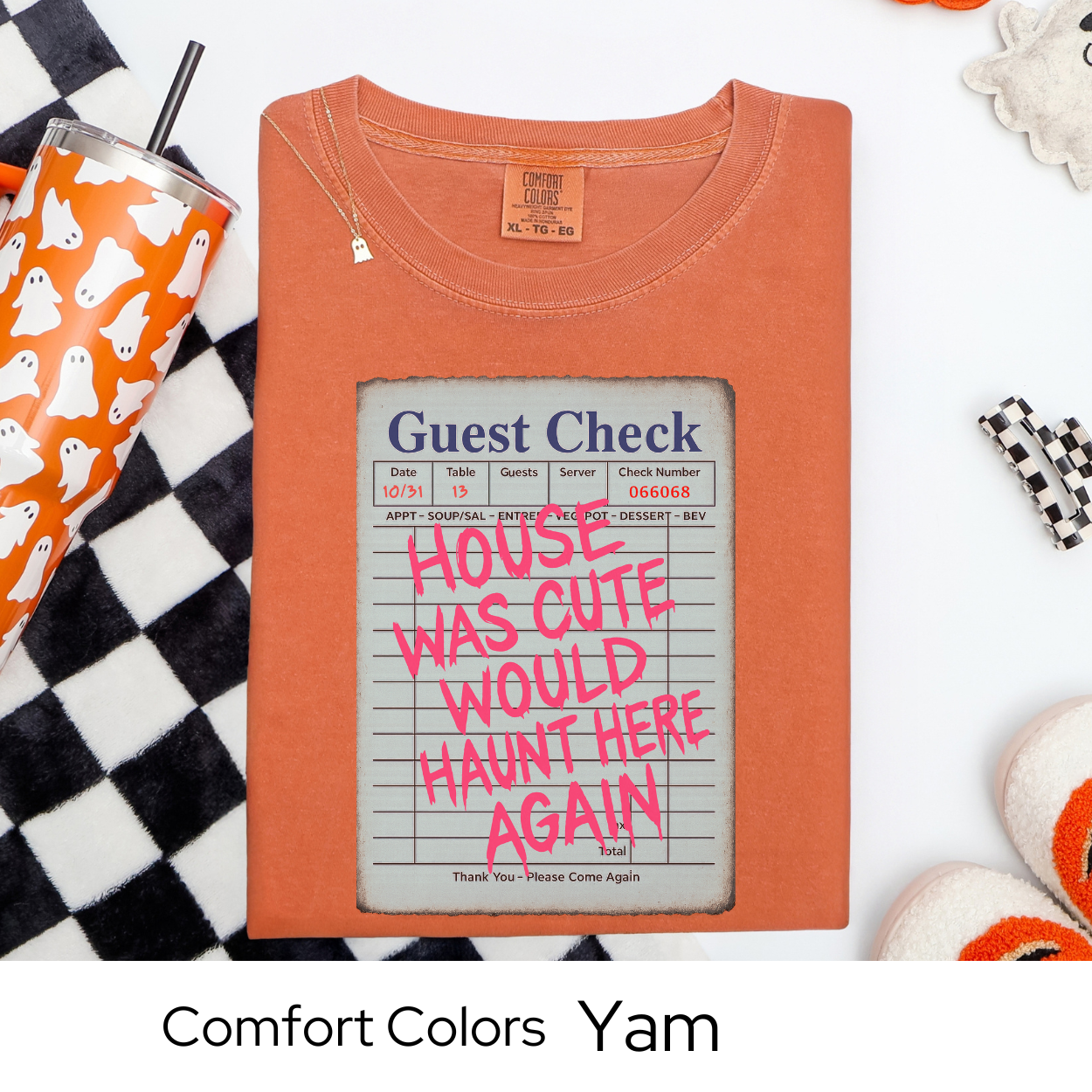 Would Haunt Here Again Shirt, Cute Haunted House Guest Check Tee, Comfort Colors Halloween Shirt, Funny Ghost Pun T-Shirt