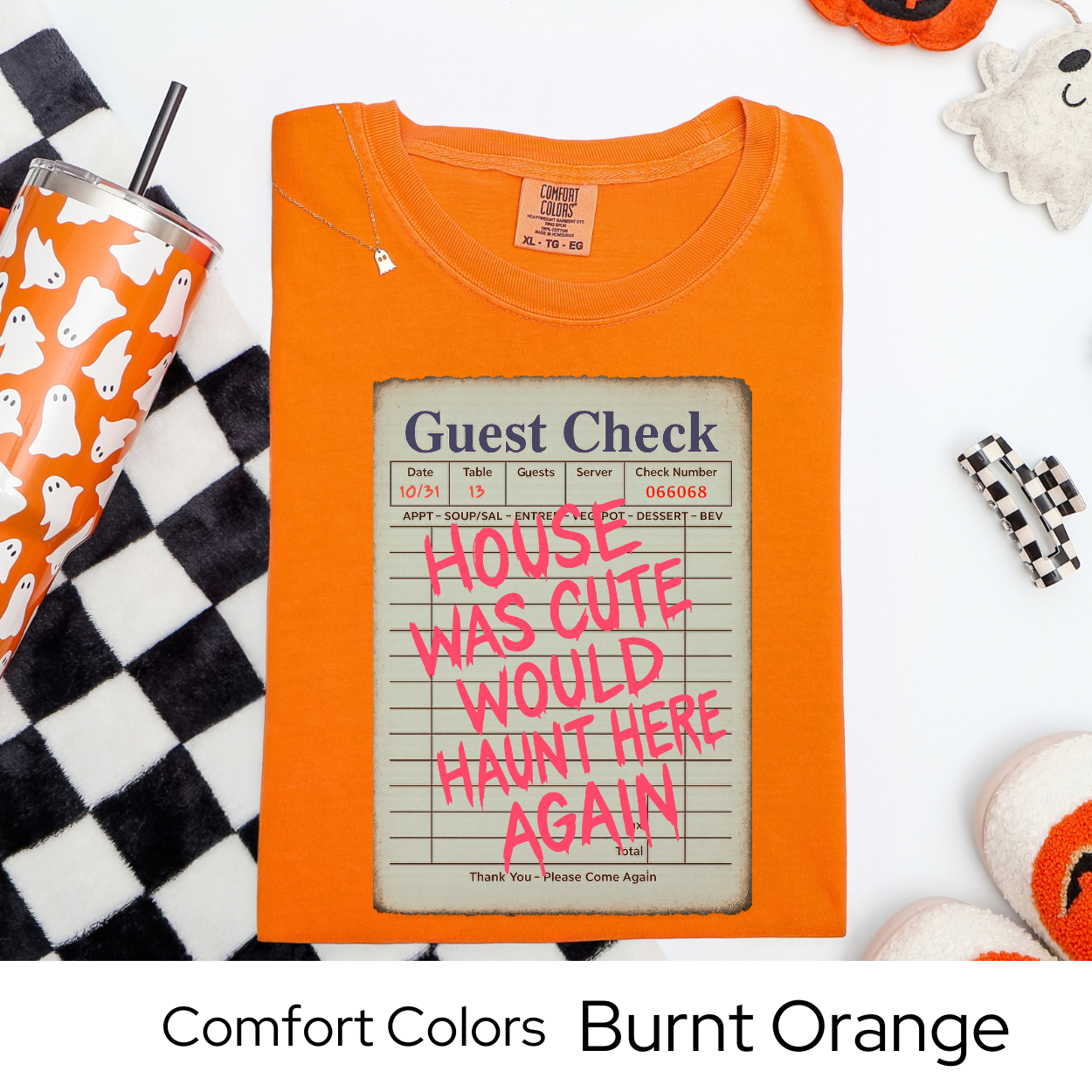 Would Haunt Here Again Shirt, Cute Haunted House Guest Check Tee, Comfort Colors Halloween Shirt, Funny Ghost Pun T-Shirt