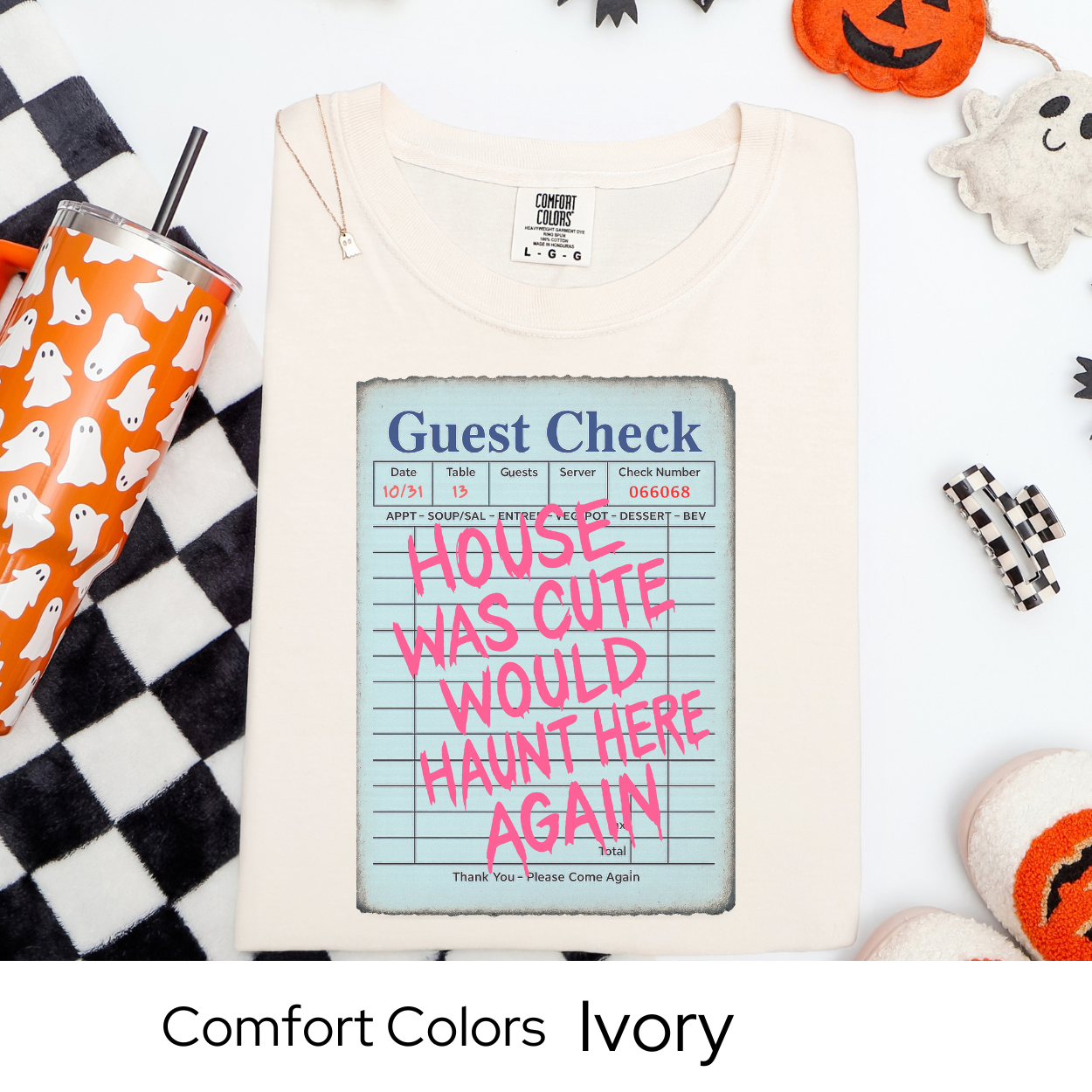 Would Haunt Here Again Shirt, Cute Haunted House Guest Check Tee, Comfort Colors Halloween Shirt, Funny Ghost Pun T-Shirt