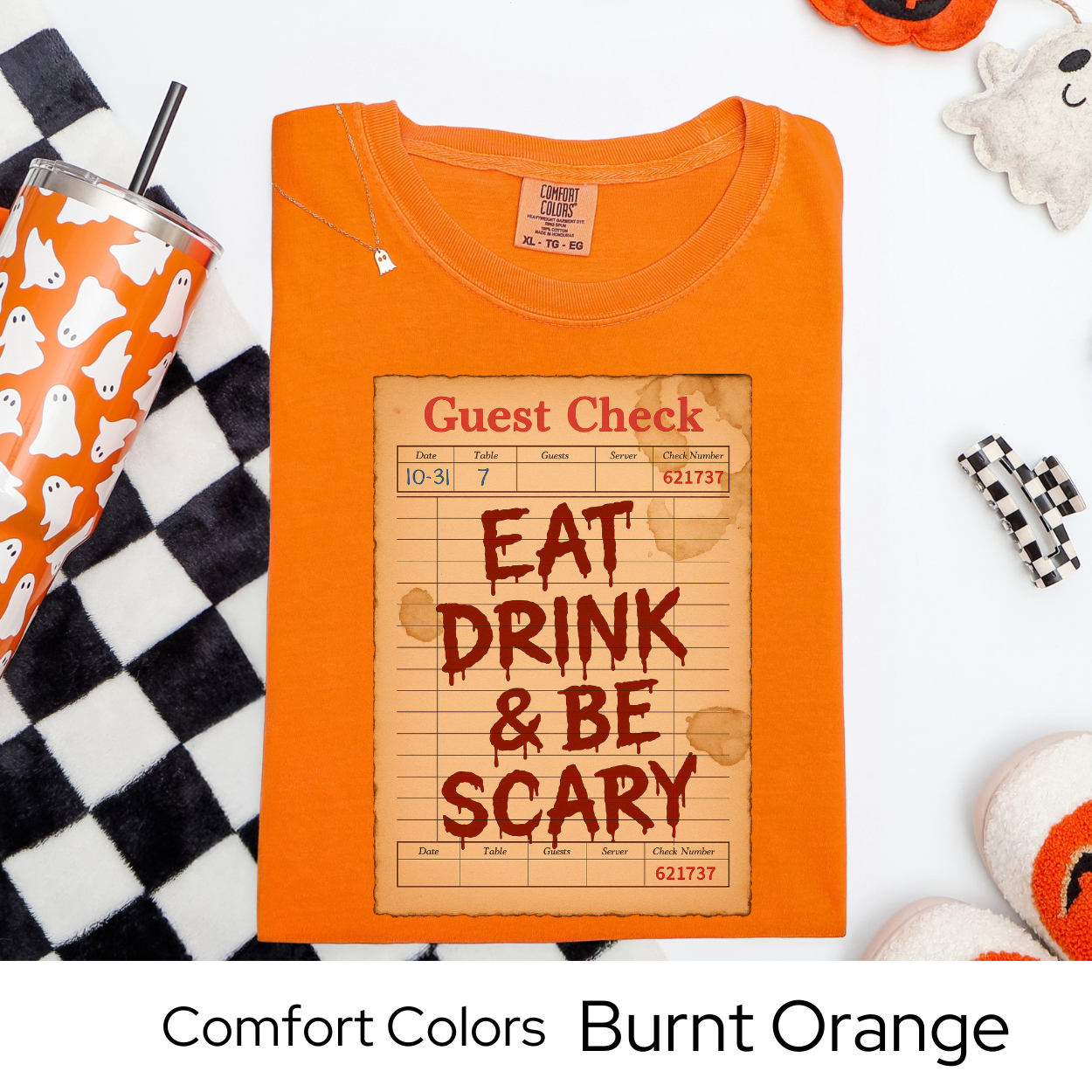 Eat Drink Be Scary Shirt, Halloween Guest Check Comfort Colors Tee, Spooky Party Pun Shirt, Retro Halloween Bar Tee, Funny Boo Shirt