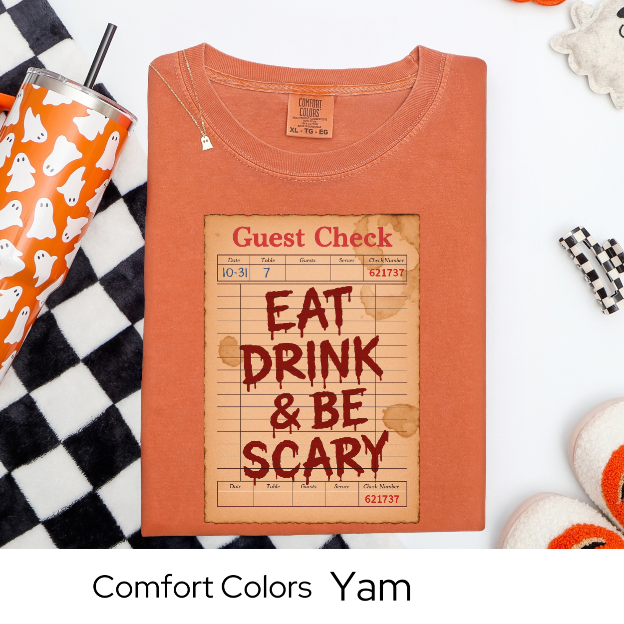 Eat Drink Be Scary Shirt, Halloween Guest Check Comfort Colors Tee, Spooky Party Pun Shirt, Retro Halloween Bar Tee, Funny Boo Shirt