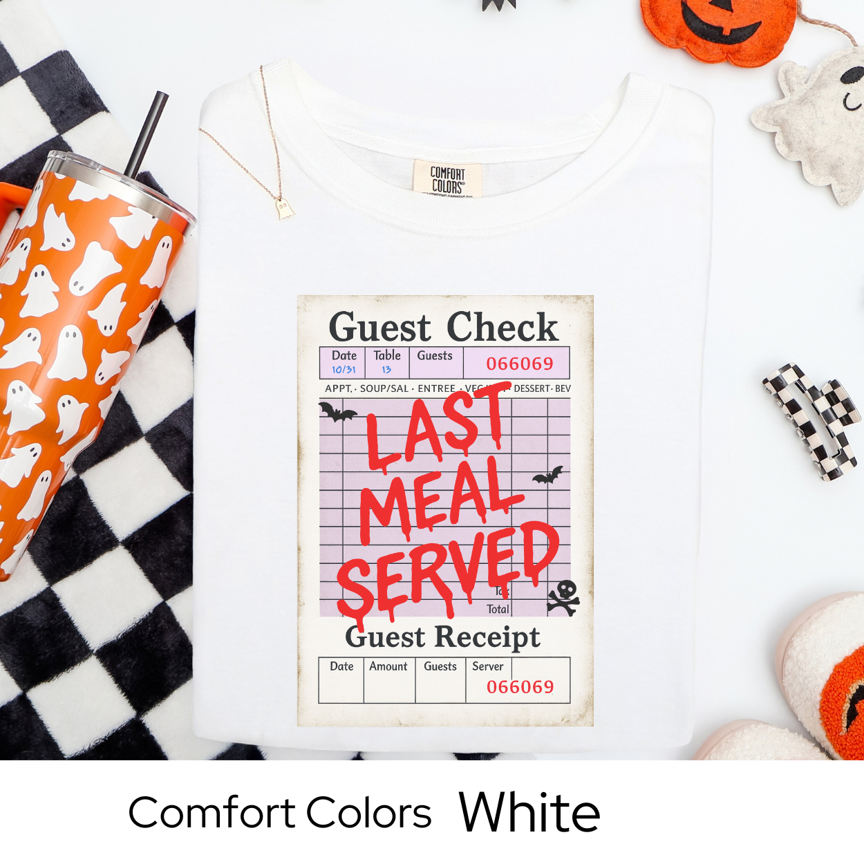 Last Meal Served Shirt, Halloween Guest Check Comfort Colors Tee, Creepy Diner T-Shirt, Spooky Restaurant Horror Shirt, Funny Halloween Tee
