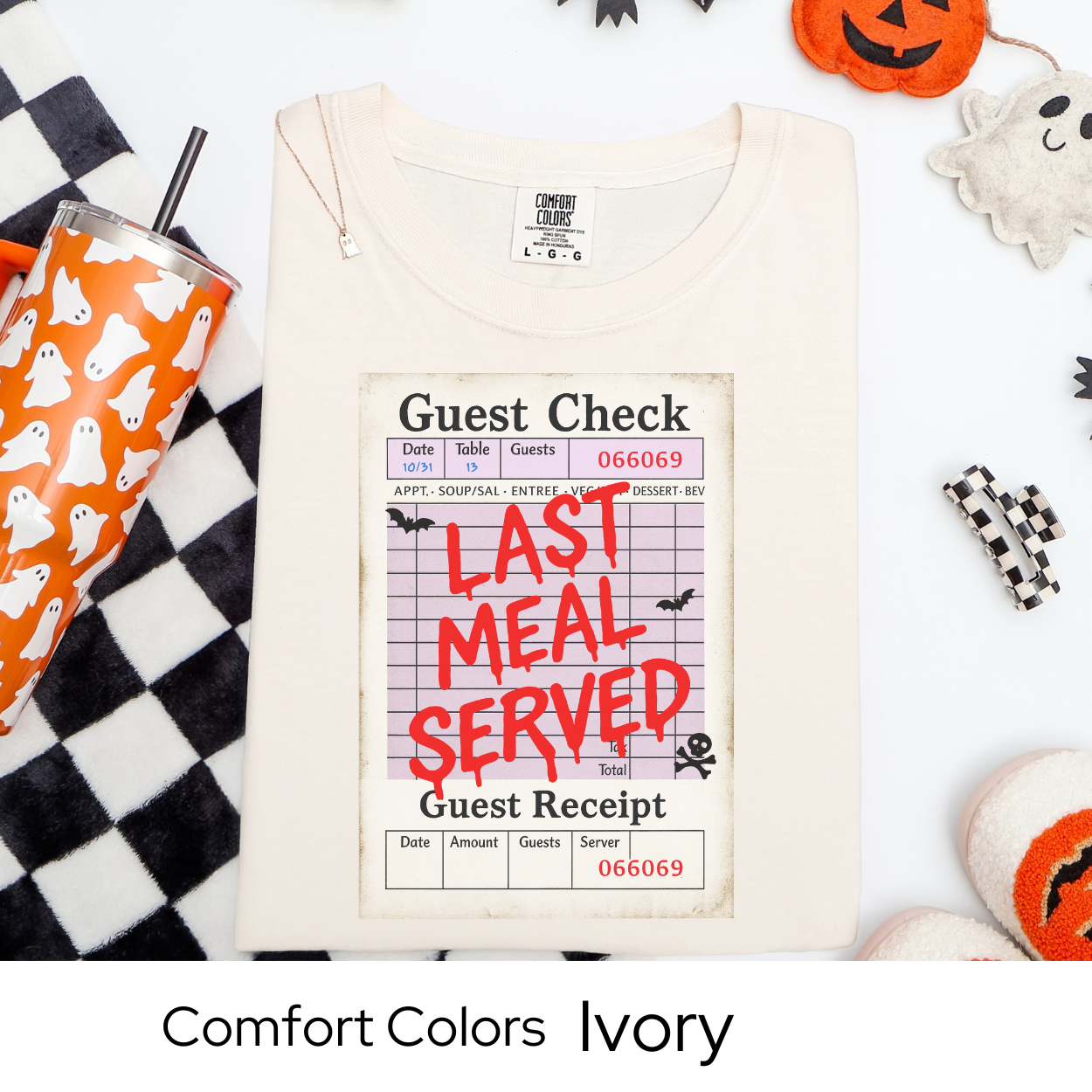 Last Meal Served Shirt, Halloween Guest Check Comfort Colors Tee, Creepy Diner T-Shirt, Spooky Restaurant Horror Shirt, Funny Halloween Tee