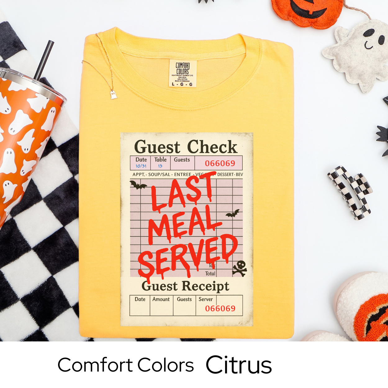 Last Meal Served Shirt, Halloween Guest Check Comfort Colors Tee, Creepy Diner T-Shirt, Spooky Restaurant Horror Shirt, Funny Halloween Tee