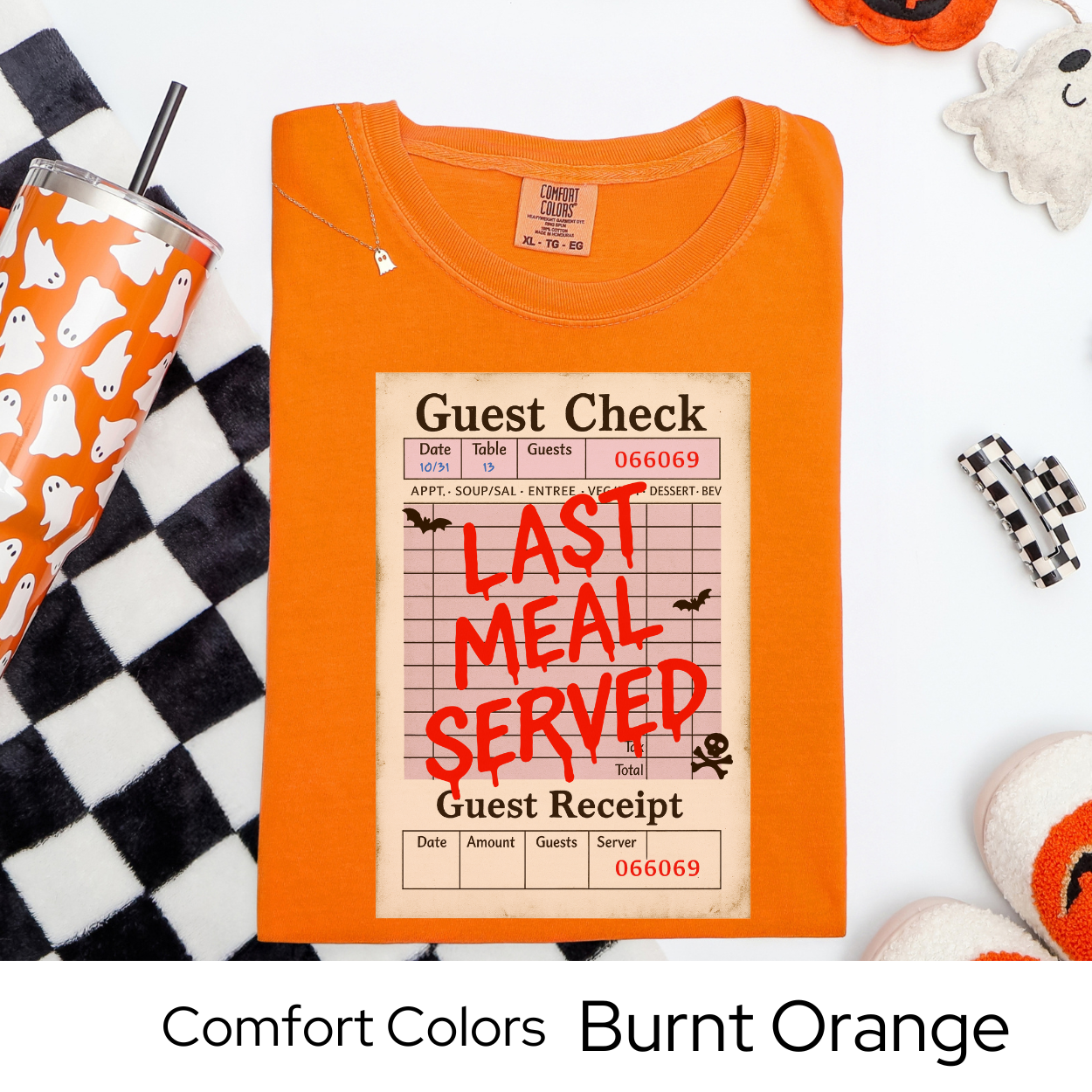 Last Meal Served Shirt, Halloween Guest Check Comfort Colors Tee, Creepy Diner T-Shirt, Spooky Restaurant Horror Shirt, Funny Halloween Tee