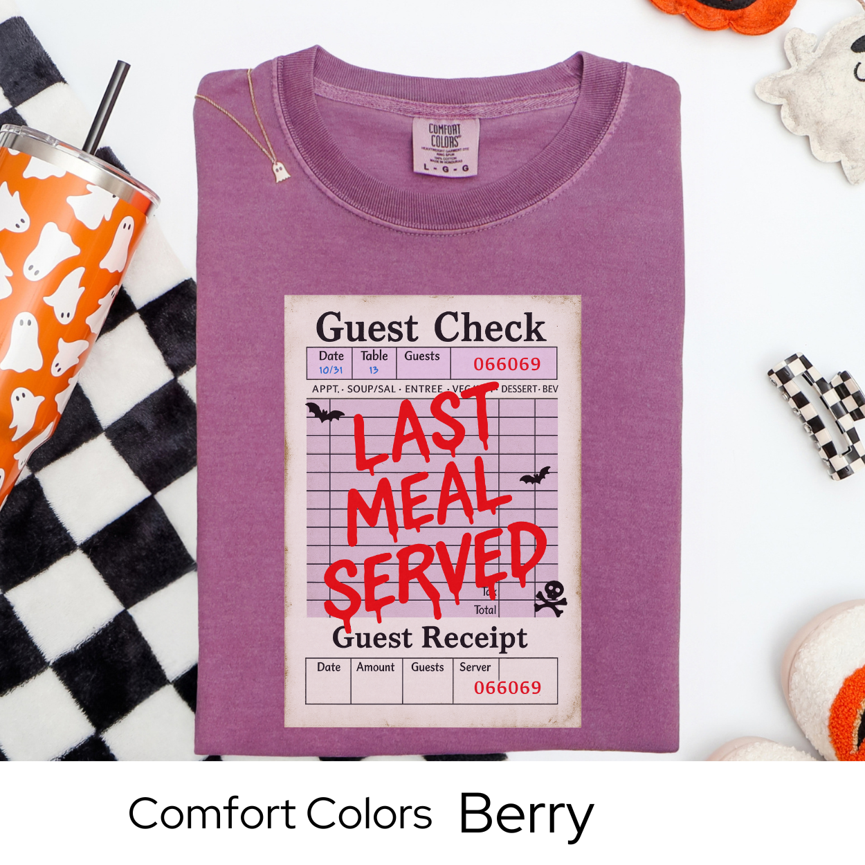 Last Meal Served Shirt, Halloween Guest Check Comfort Colors Tee, Creepy Diner T-Shirt, Spooky Restaurant Horror Shirt, Funny Halloween Tee