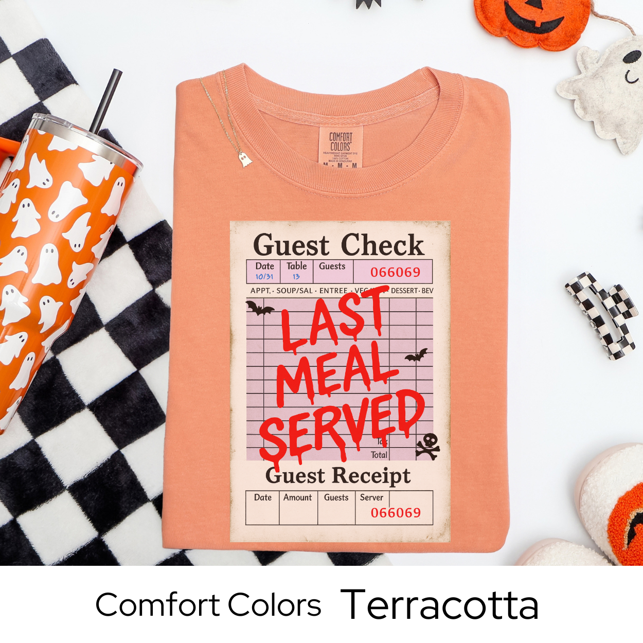 Last Meal Served Shirt, Halloween Guest Check Comfort Colors Tee, Creepy Diner T-Shirt, Spooky Restaurant Horror Shirt, Funny Halloween Tee